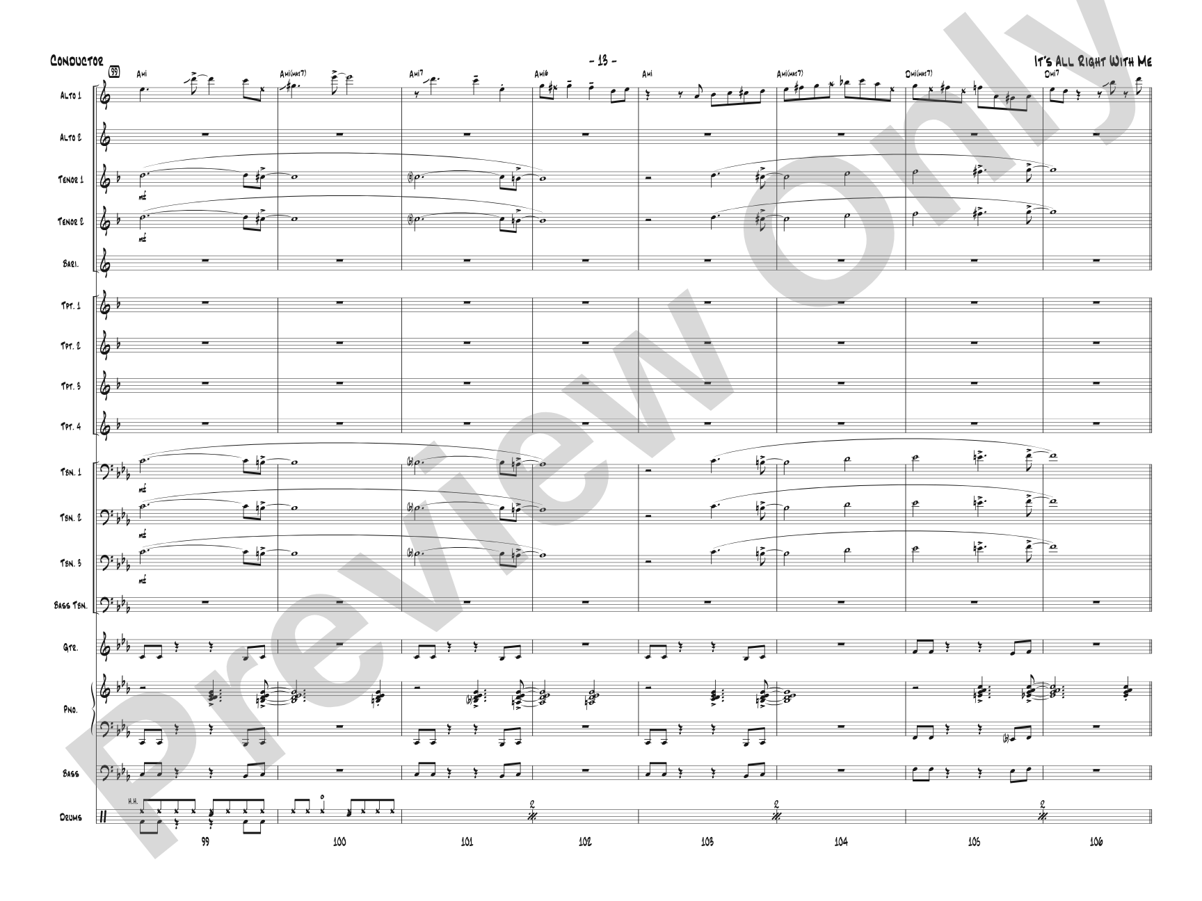 It's All Right with Me: Jazz Ensemble Conductor Score & Parts