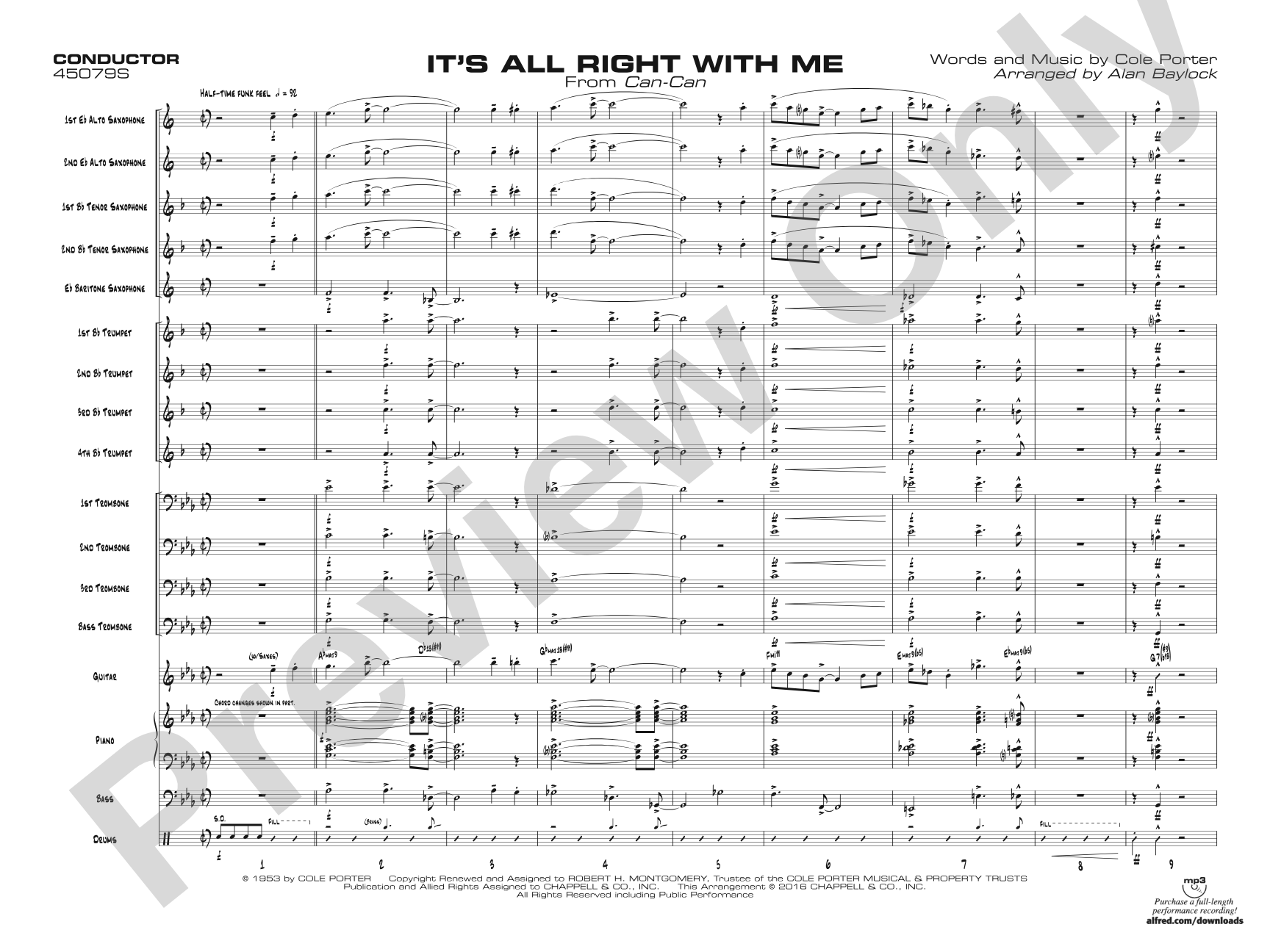 It's All Right with Me: Jazz Ensemble Conductor Score & Parts