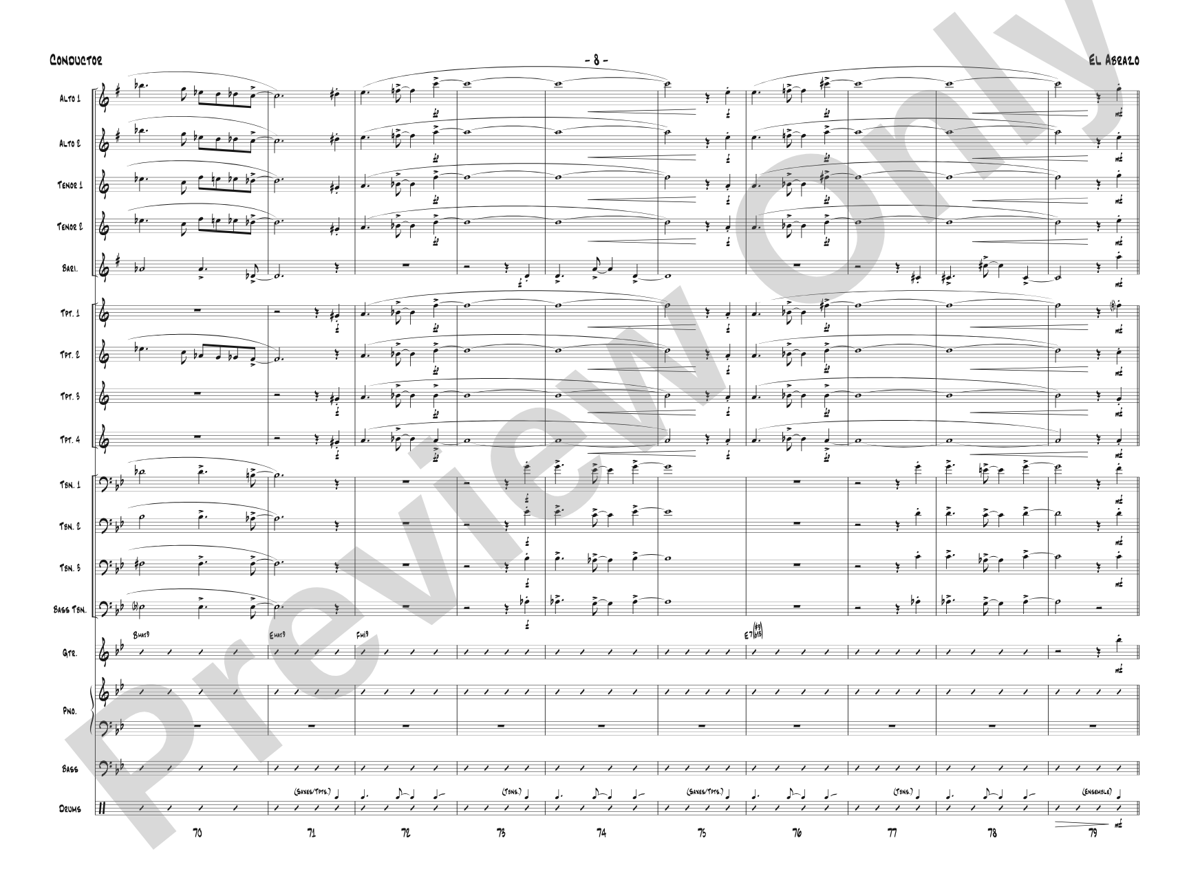 El Abrazo: Jazz Ensemble Conductor Score & Parts