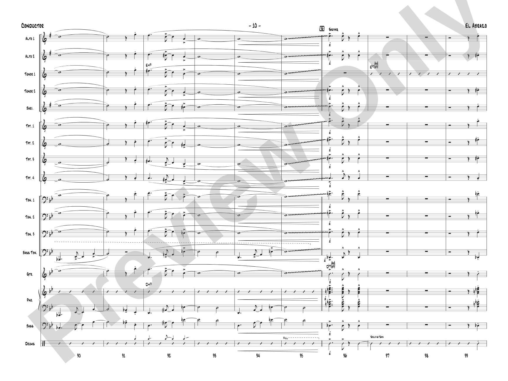 El Abrazo: Jazz Ensemble Conductor Score & Parts