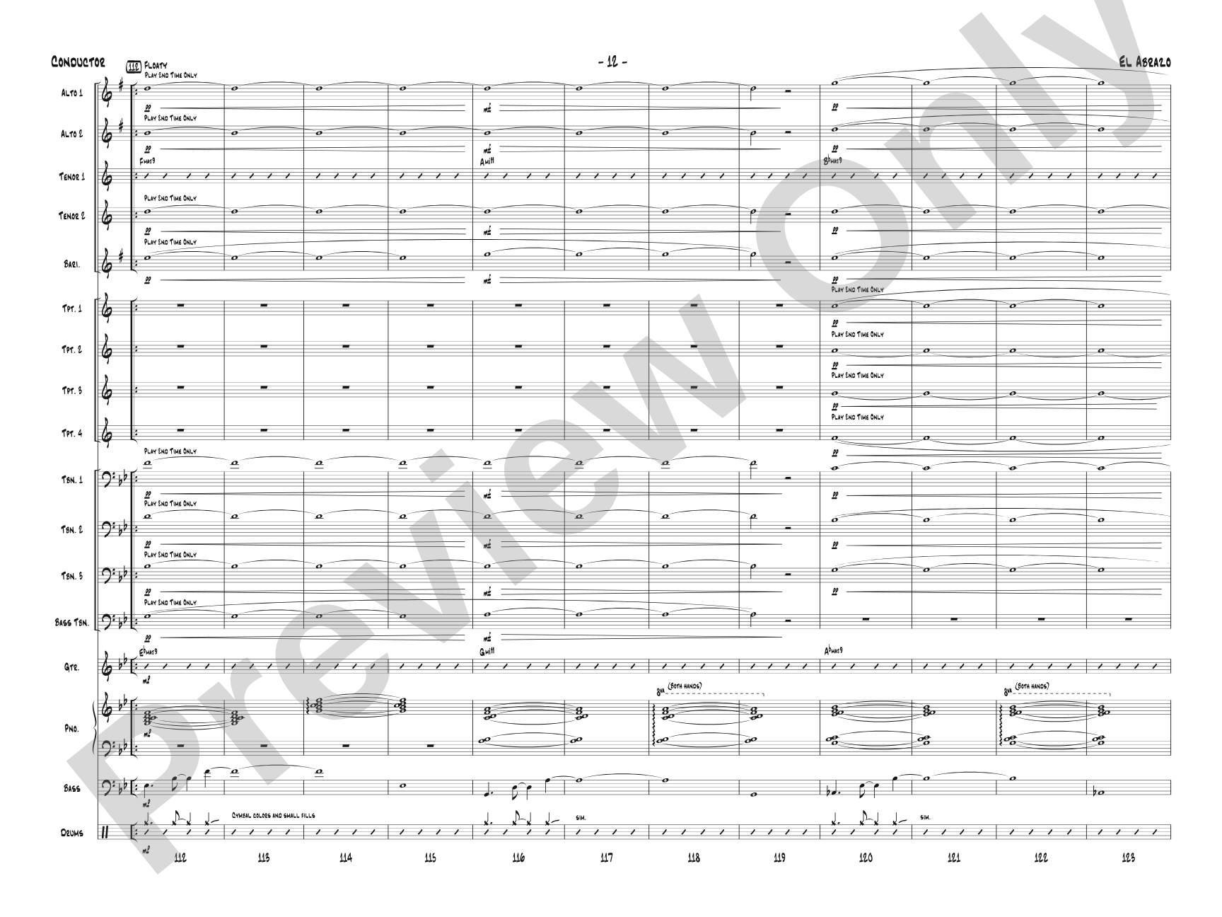 El Abrazo: Jazz Ensemble Conductor Score & Parts