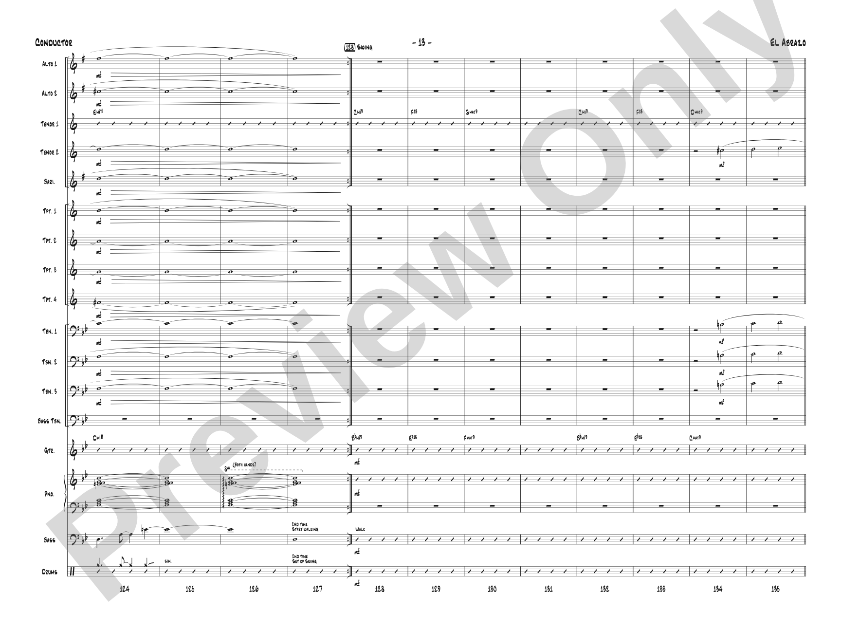 El Abrazo: Jazz Ensemble Conductor Score & Parts