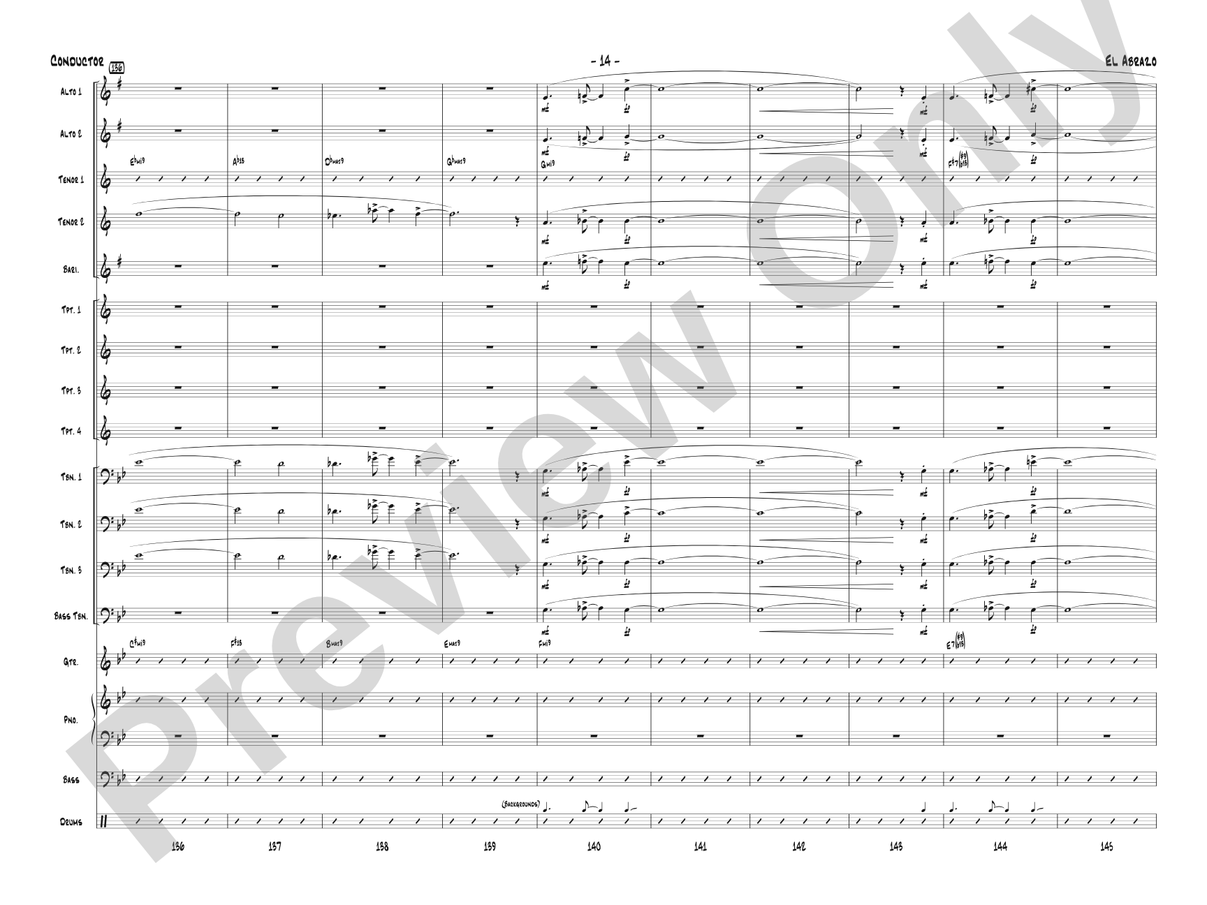 El Abrazo: Jazz Ensemble Conductor Score & Parts