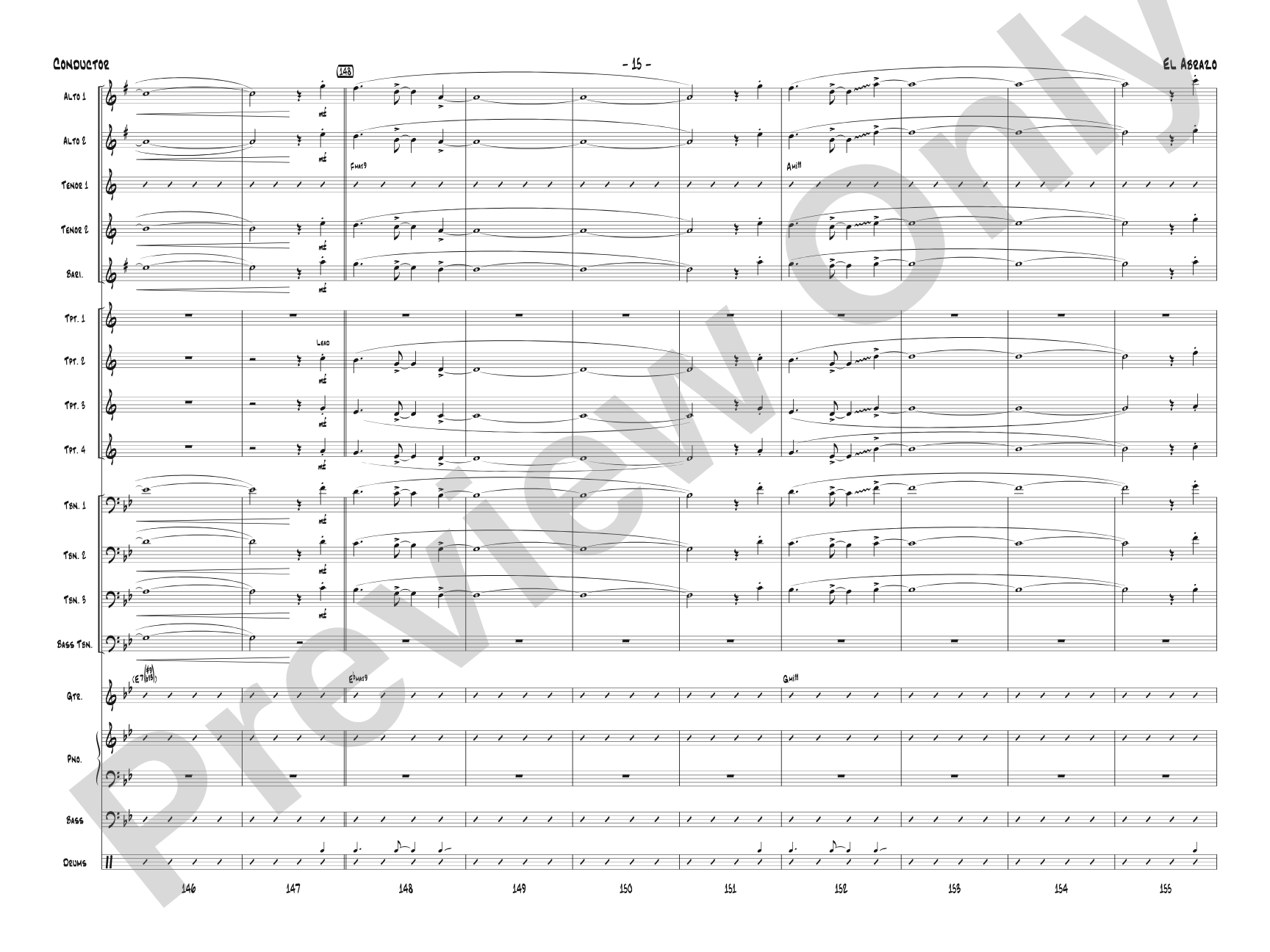 El Abrazo: Jazz Ensemble Conductor Score & Parts
