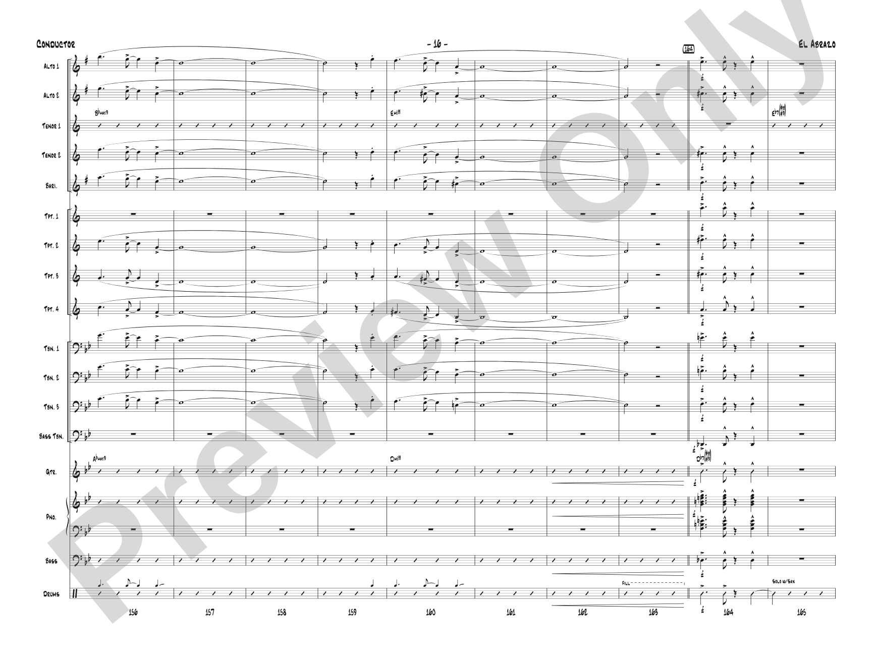 El Abrazo: Jazz Ensemble Conductor Score & Parts