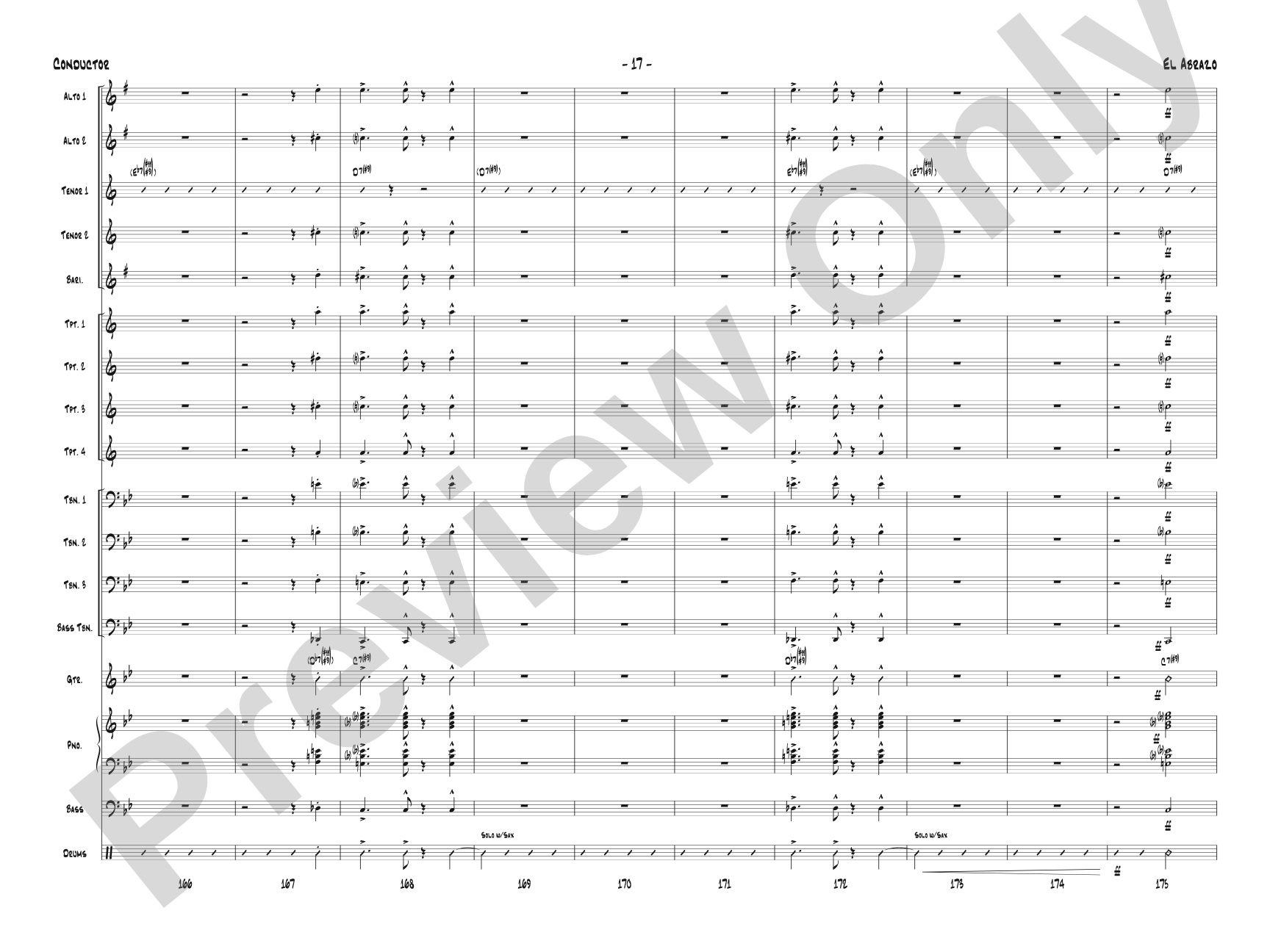 El Abrazo: Jazz Ensemble Conductor Score & Parts