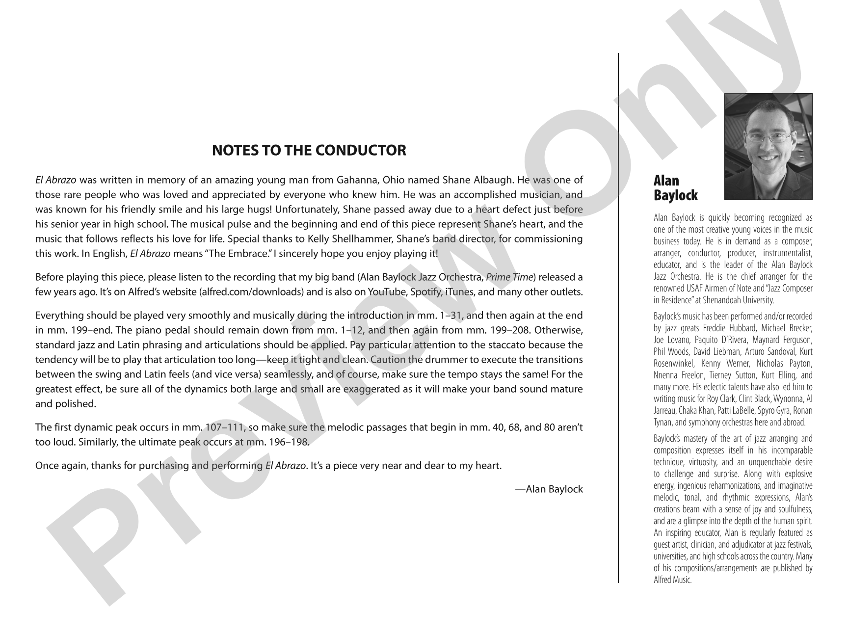 El Abrazo: Jazz Ensemble Conductor Score & Parts