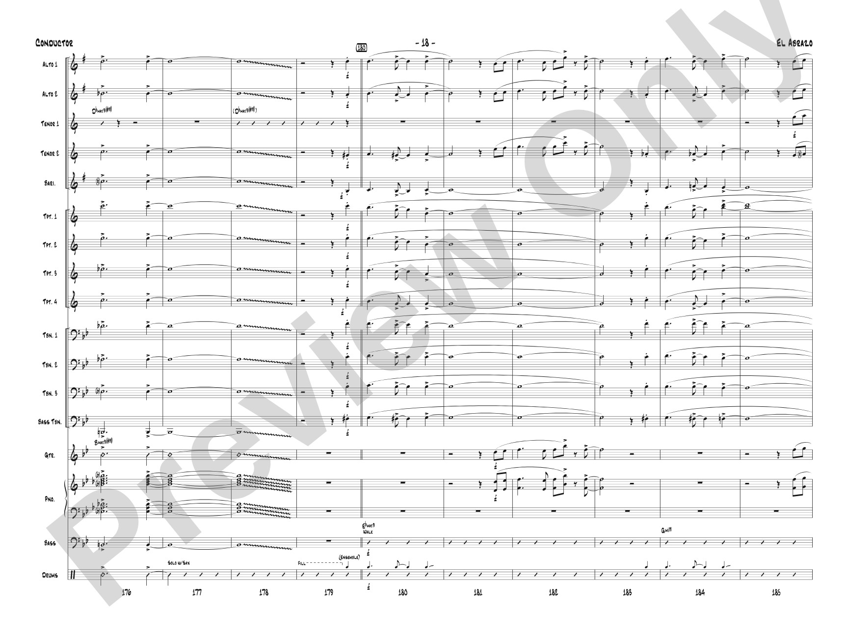 El Abrazo: Jazz Ensemble Conductor Score & Parts