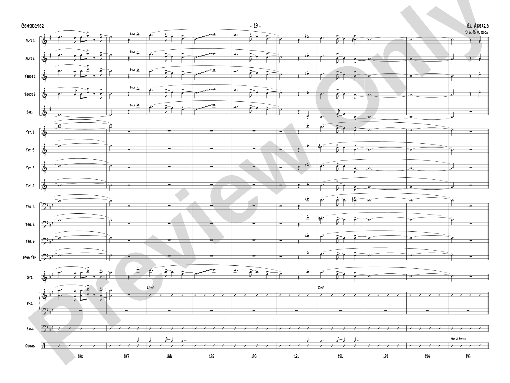 El Abrazo: Jazz Ensemble Conductor Score & Parts