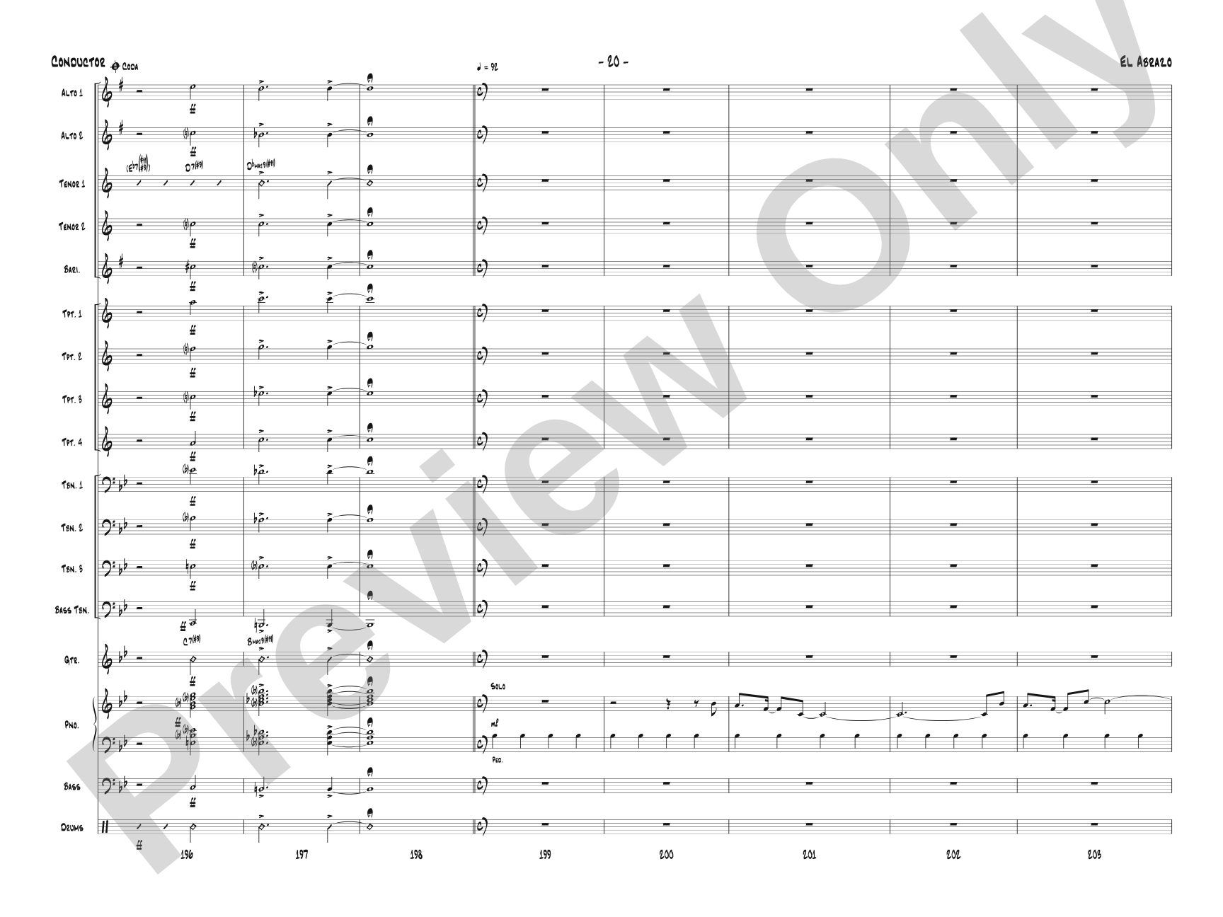 El Abrazo: Jazz Ensemble Conductor Score & Parts