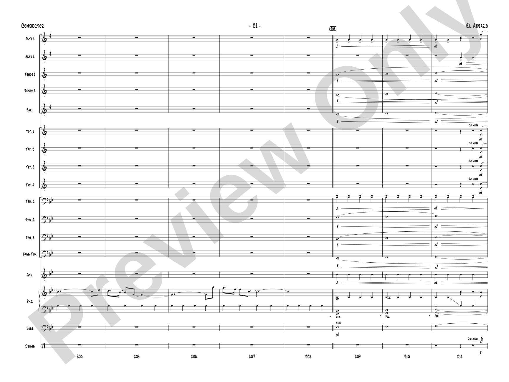 El Abrazo: Jazz Ensemble Conductor Score & Parts