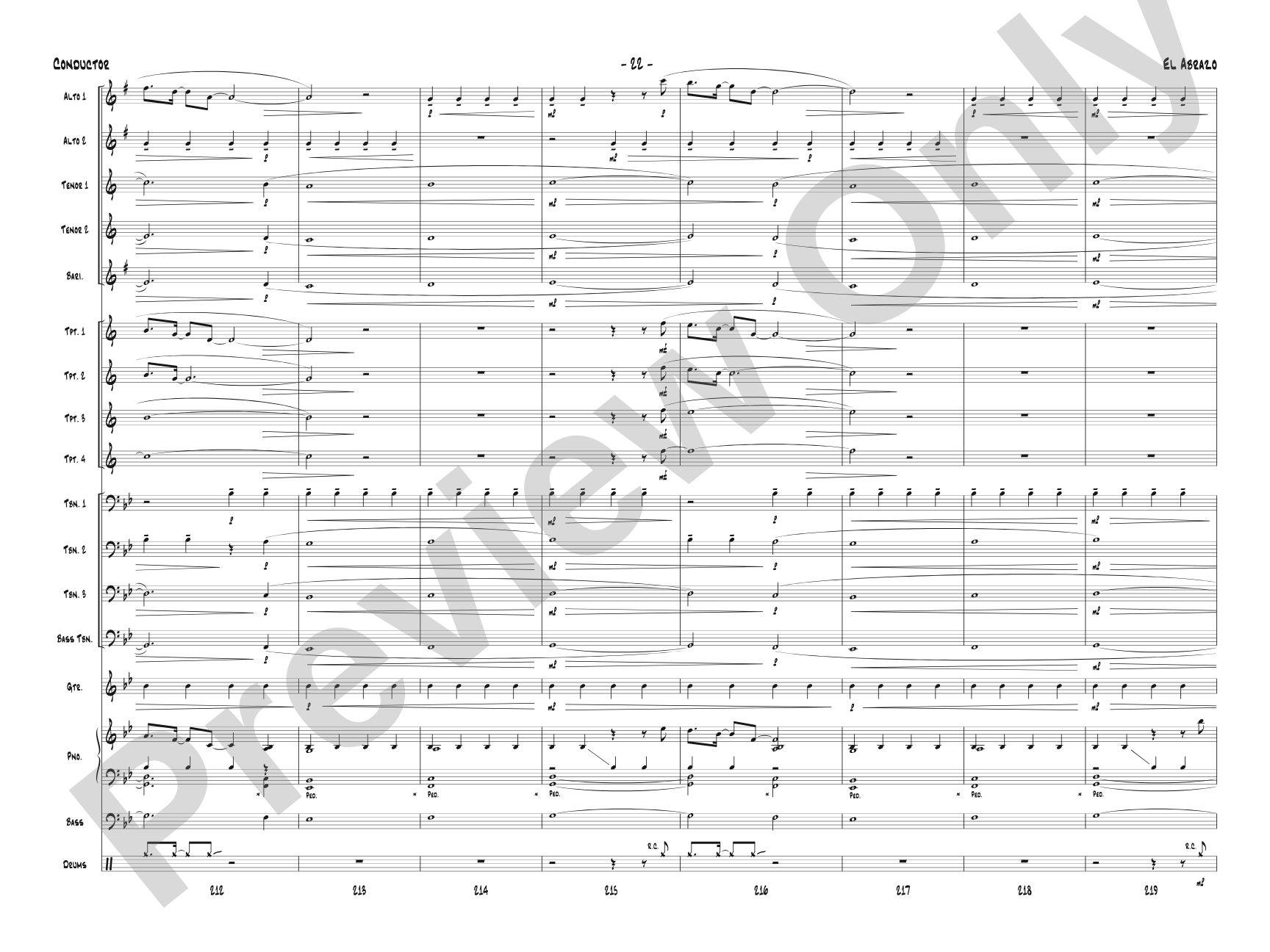 El Abrazo: Jazz Ensemble Conductor Score & Parts
