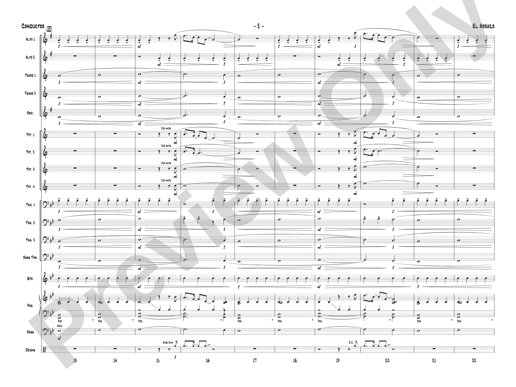 El Abrazo: Jazz Ensemble Conductor Score & Parts