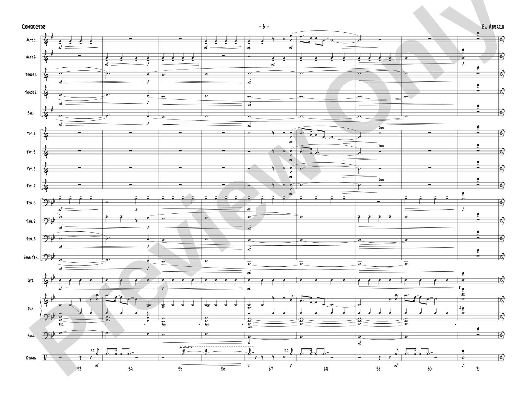 El Abrazo: Jazz Ensemble Conductor Score & Parts