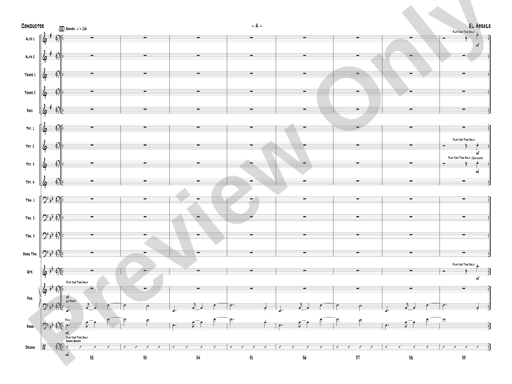 El Abrazo: Jazz Ensemble Conductor Score & Parts