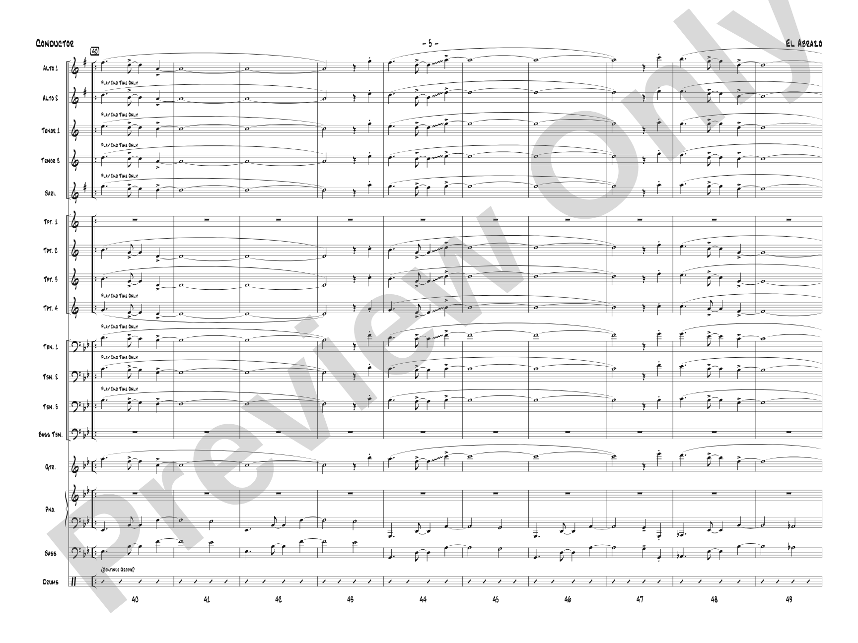 El Abrazo: Jazz Ensemble Conductor Score & Parts