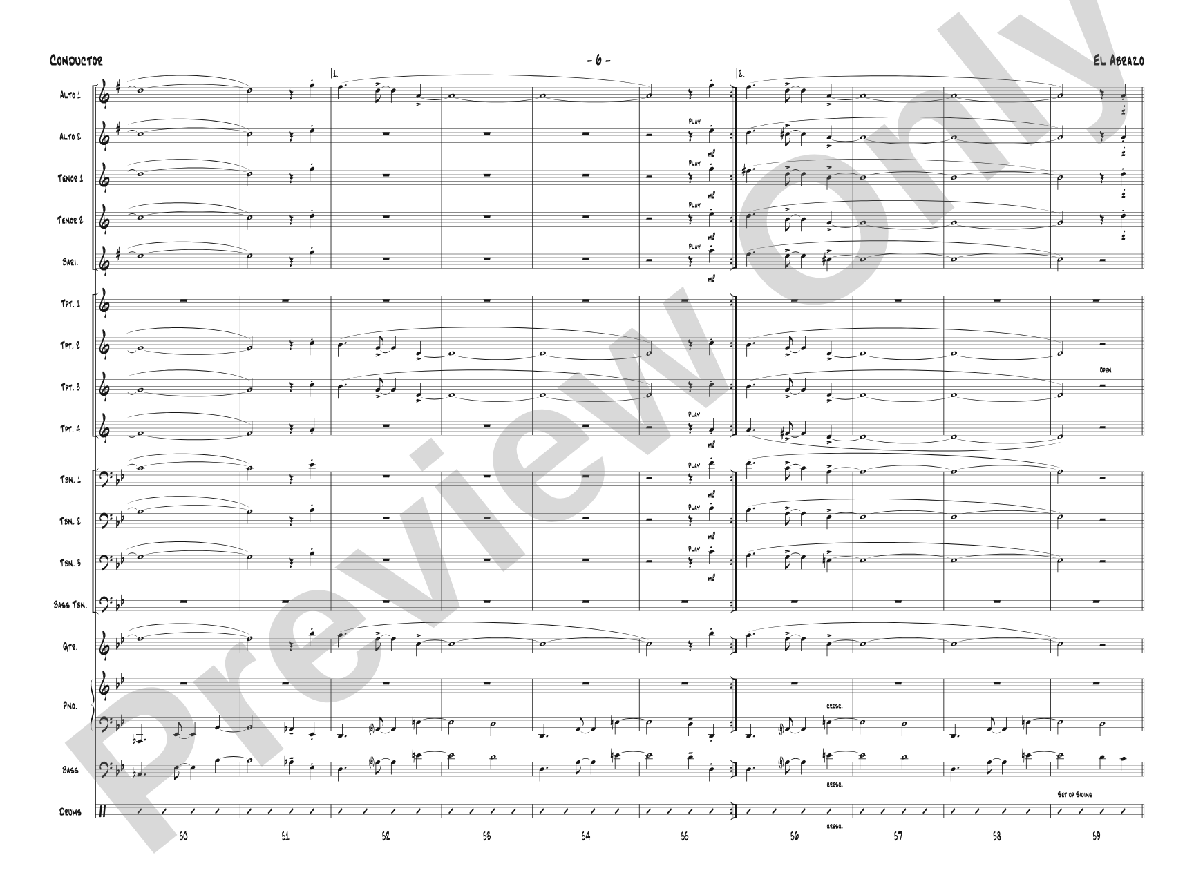 El Abrazo: Jazz Ensemble Conductor Score & Parts