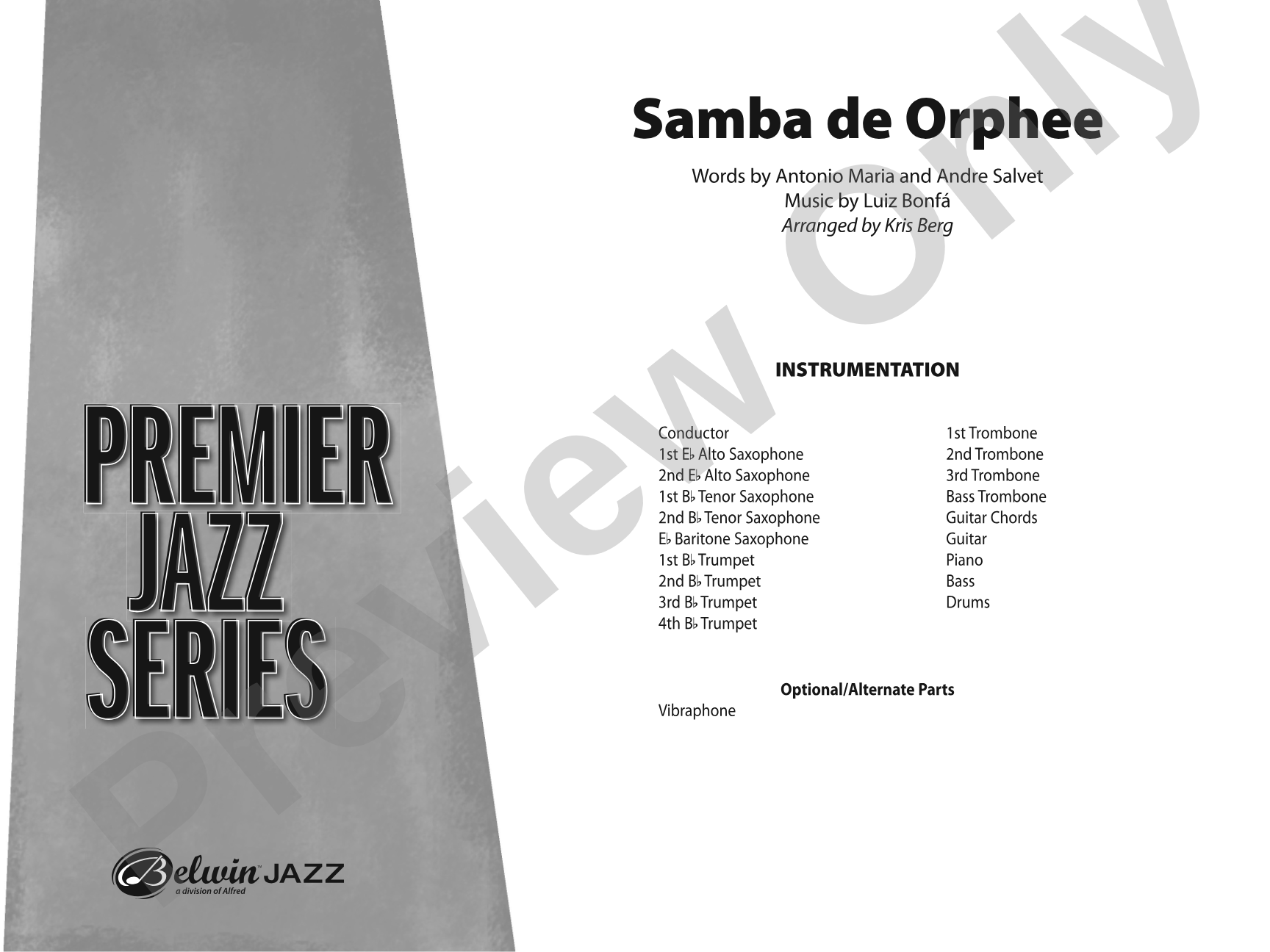 Samba de Orphee: Jazz Ensemble Conductor Score & Parts