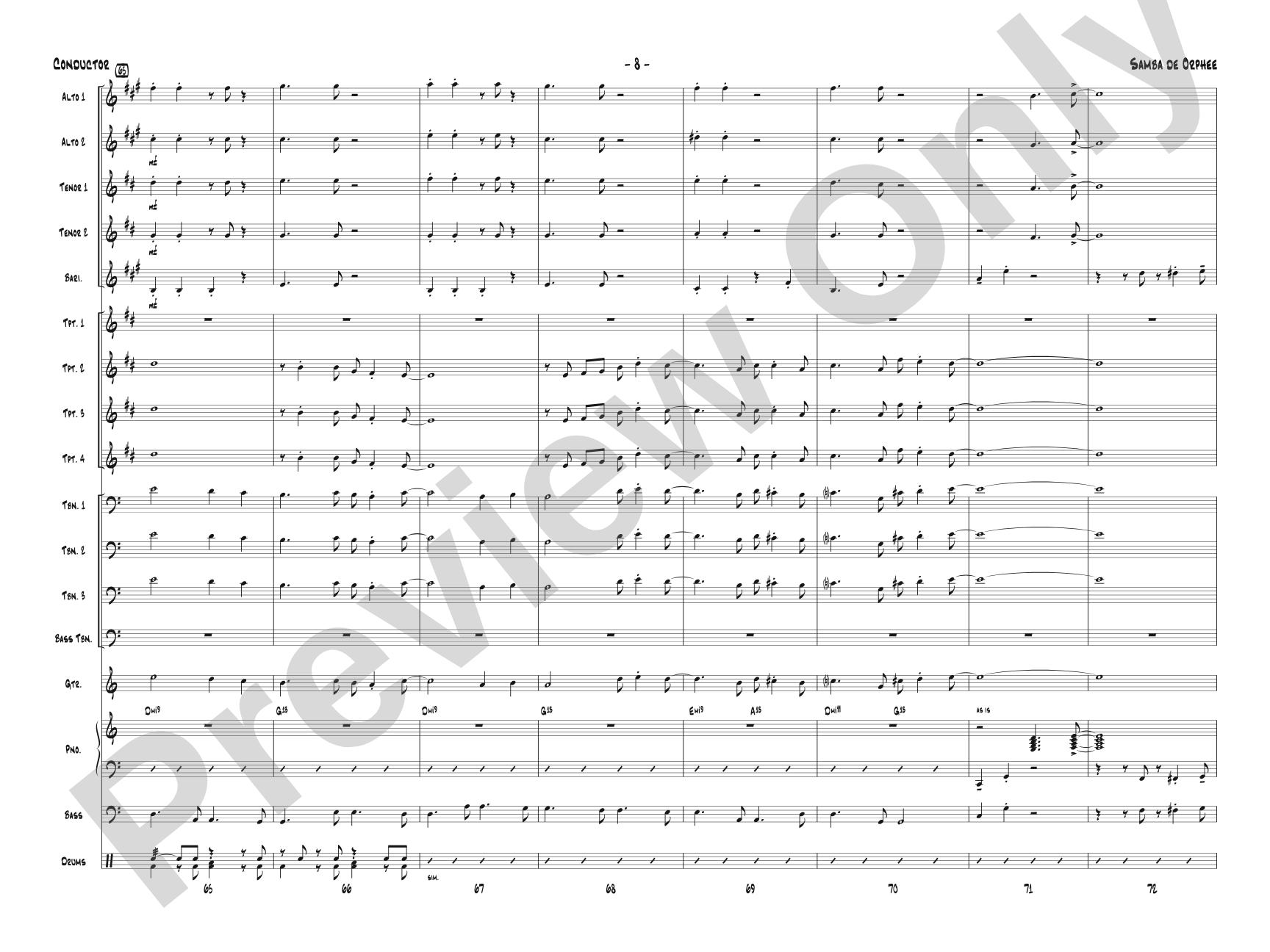 Samba de Orphee: Jazz Ensemble Conductor Score & Parts