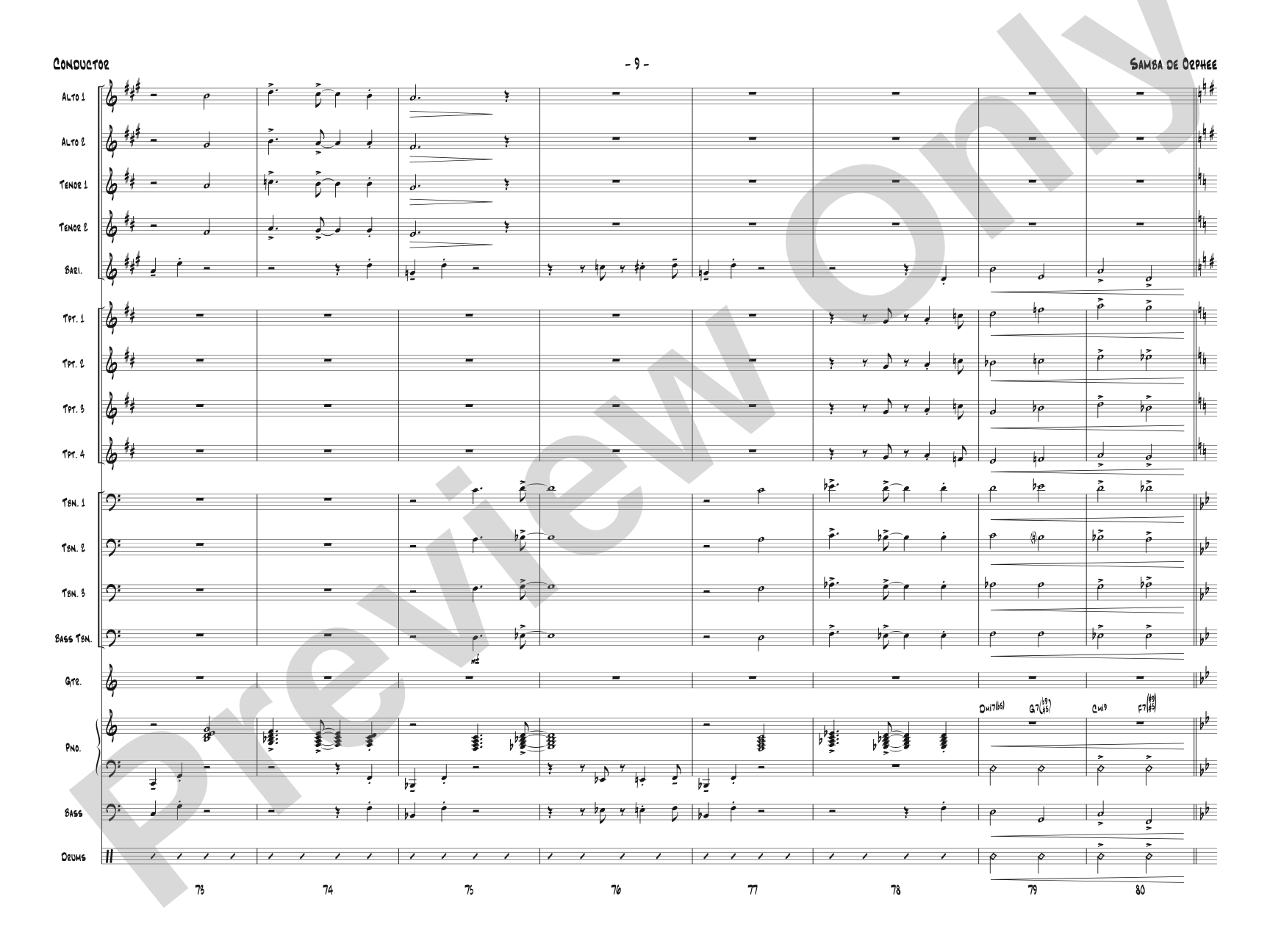 Samba de Orphee: Jazz Ensemble Conductor Score & Parts
