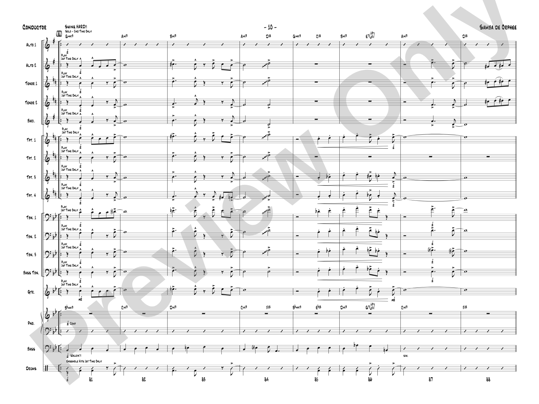 Samba de Orphee: Jazz Ensemble Conductor Score & Parts