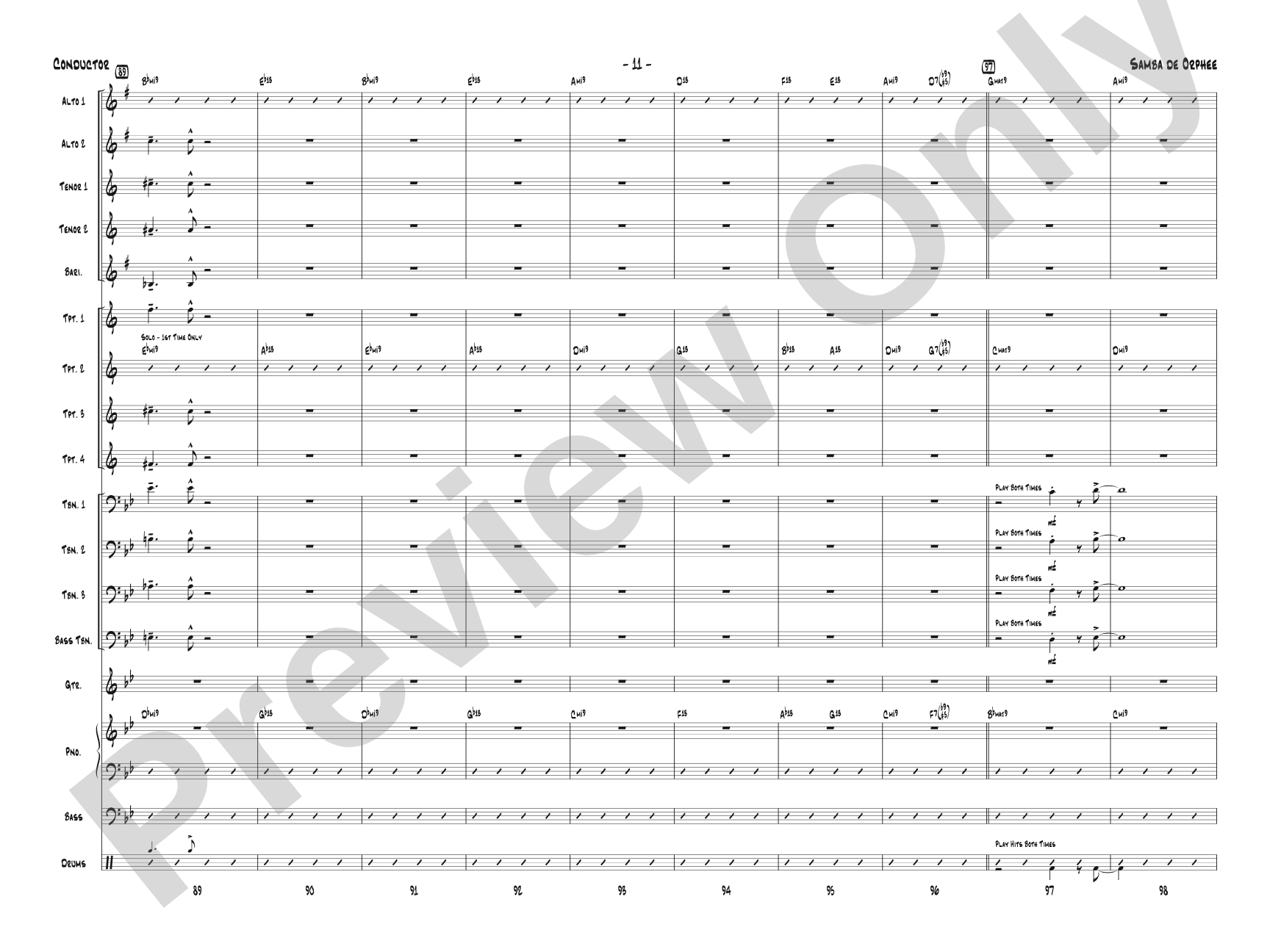 Samba de Orphee: Jazz Ensemble Conductor Score & Parts