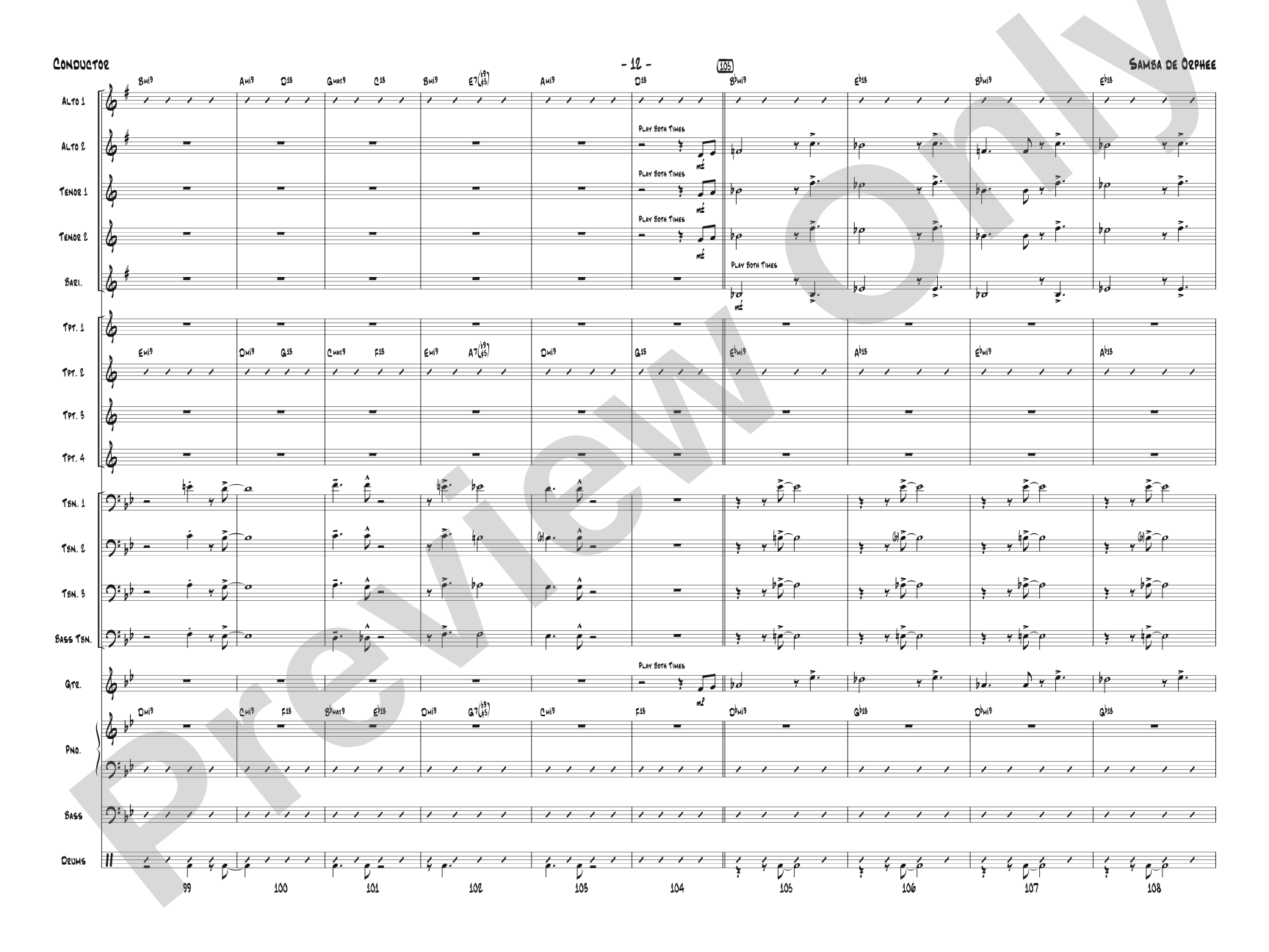 Samba de Orphee: Jazz Ensemble Conductor Score & Parts