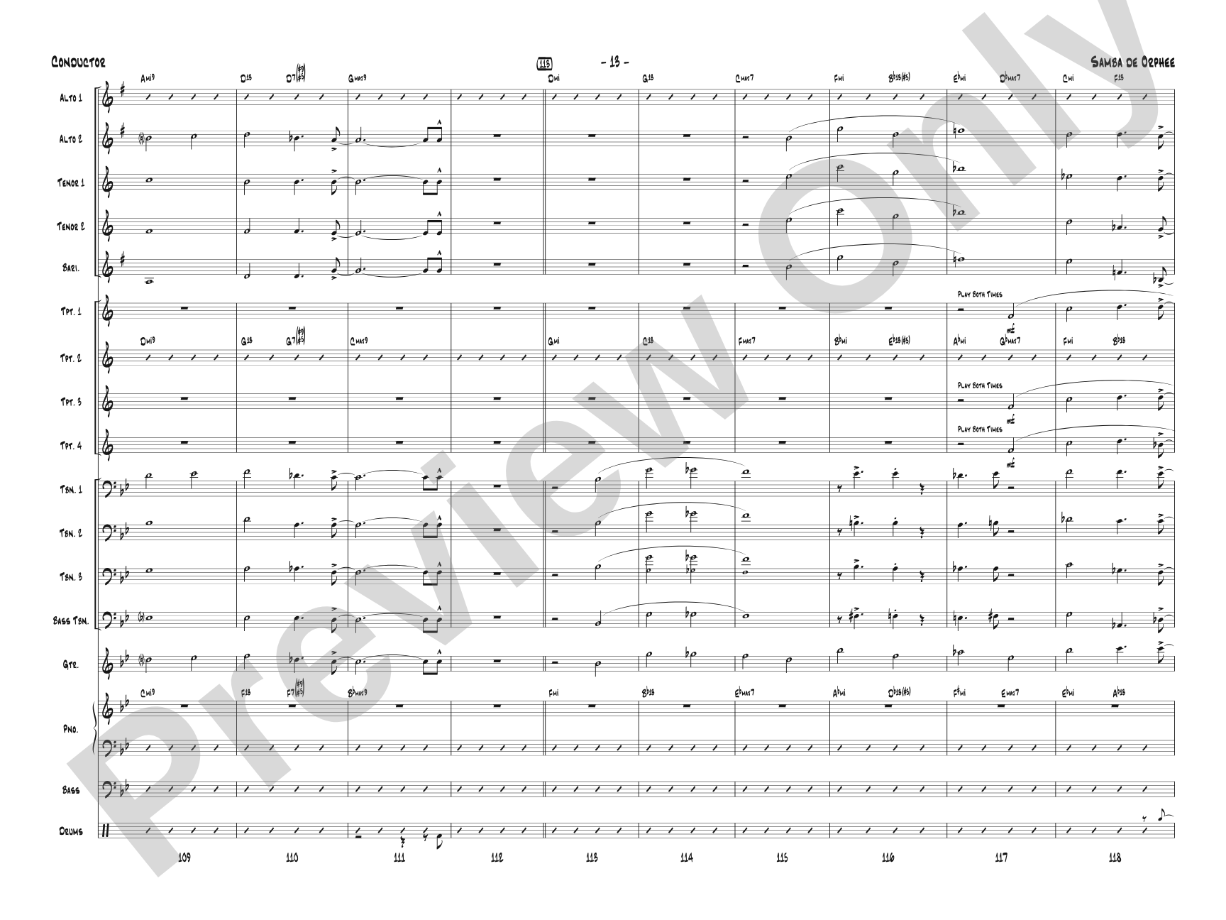 Samba de Orphee: Jazz Ensemble Conductor Score & Parts
