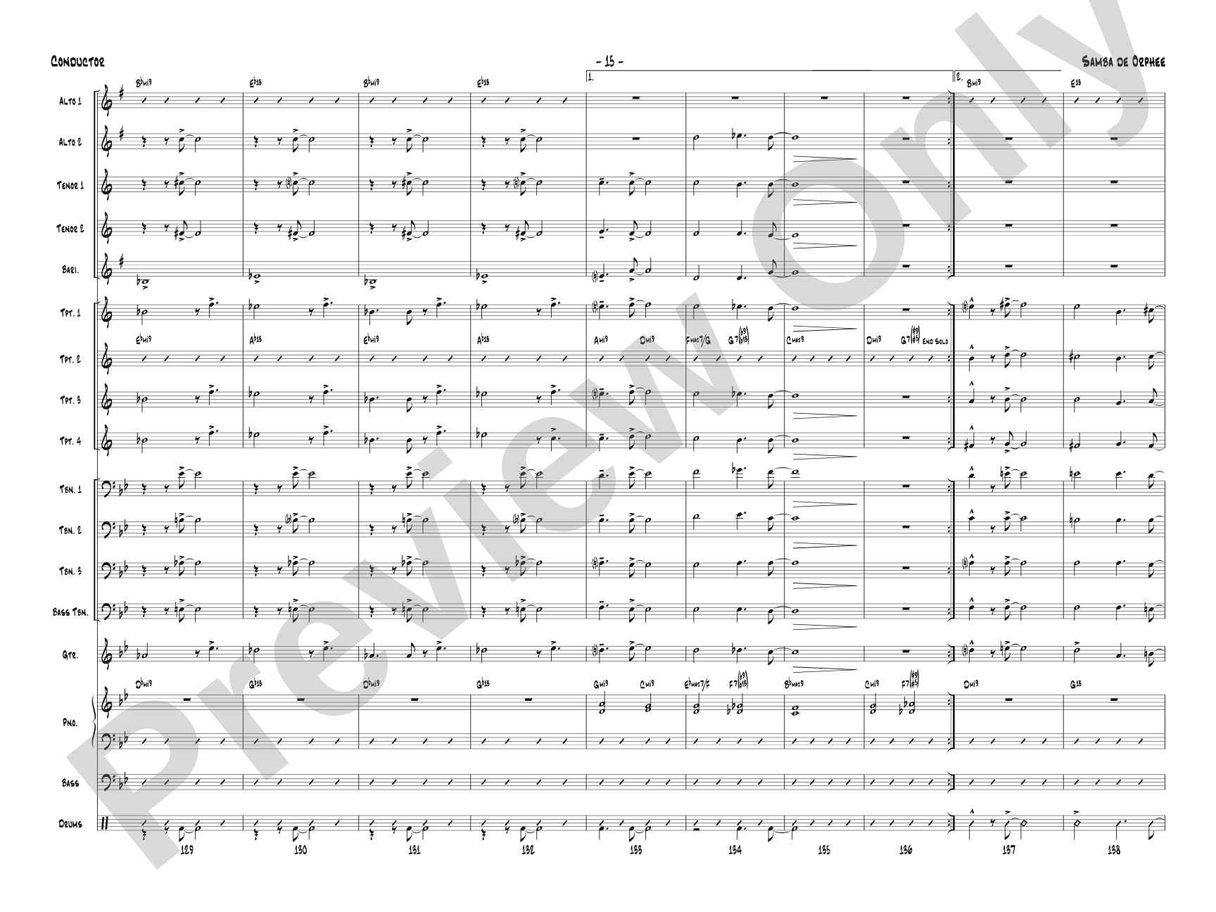 Samba de Orphee: Jazz Ensemble Conductor Score & Parts