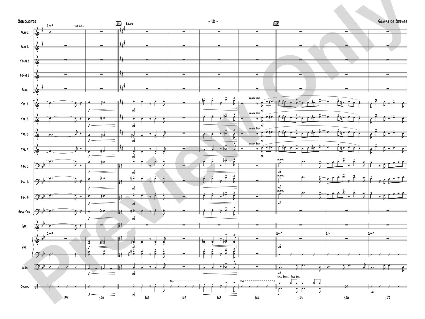 Samba de Orphee: Jazz Ensemble Conductor Score & Parts