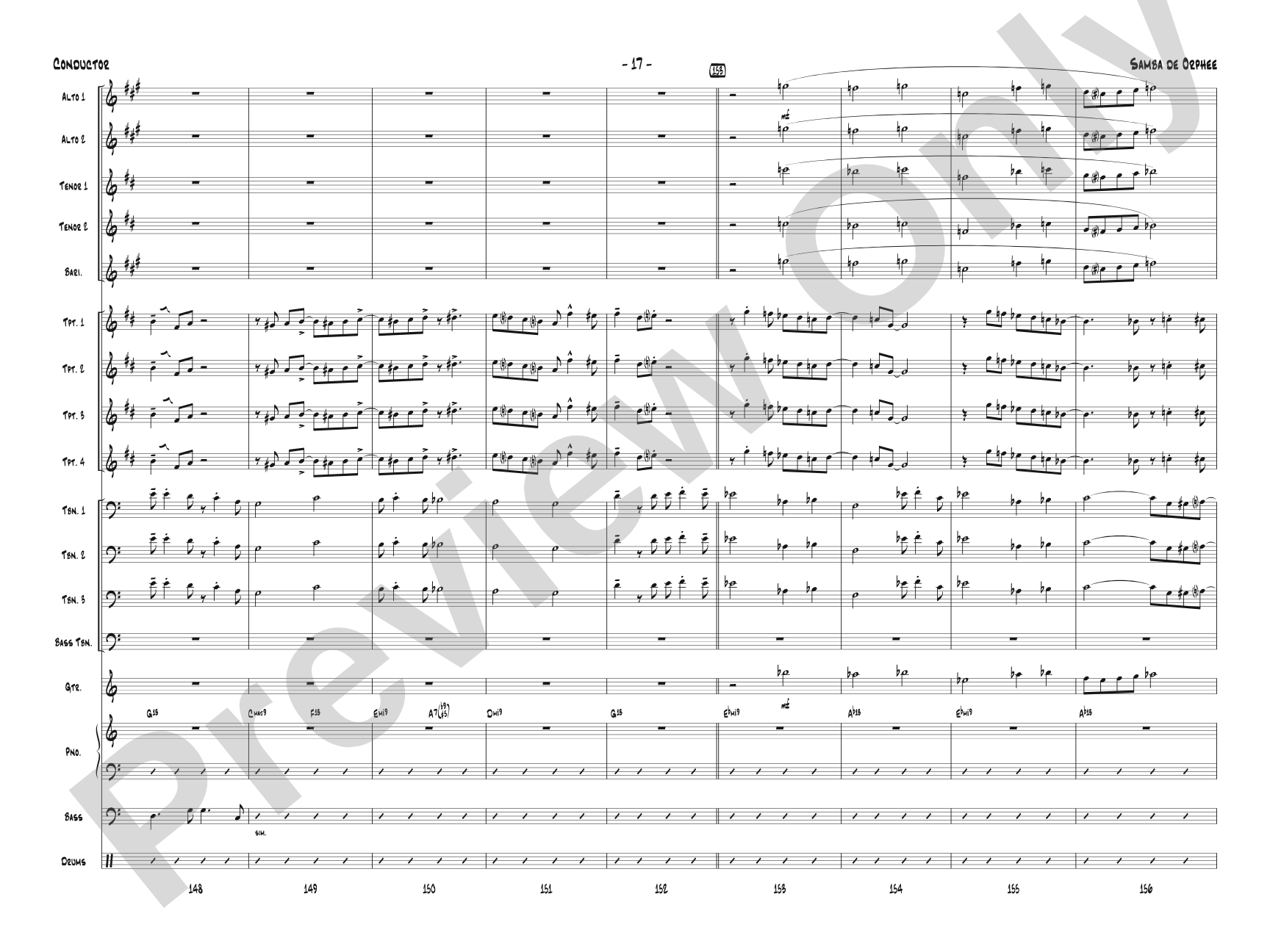 Samba de Orphee: Jazz Ensemble Conductor Score & Parts