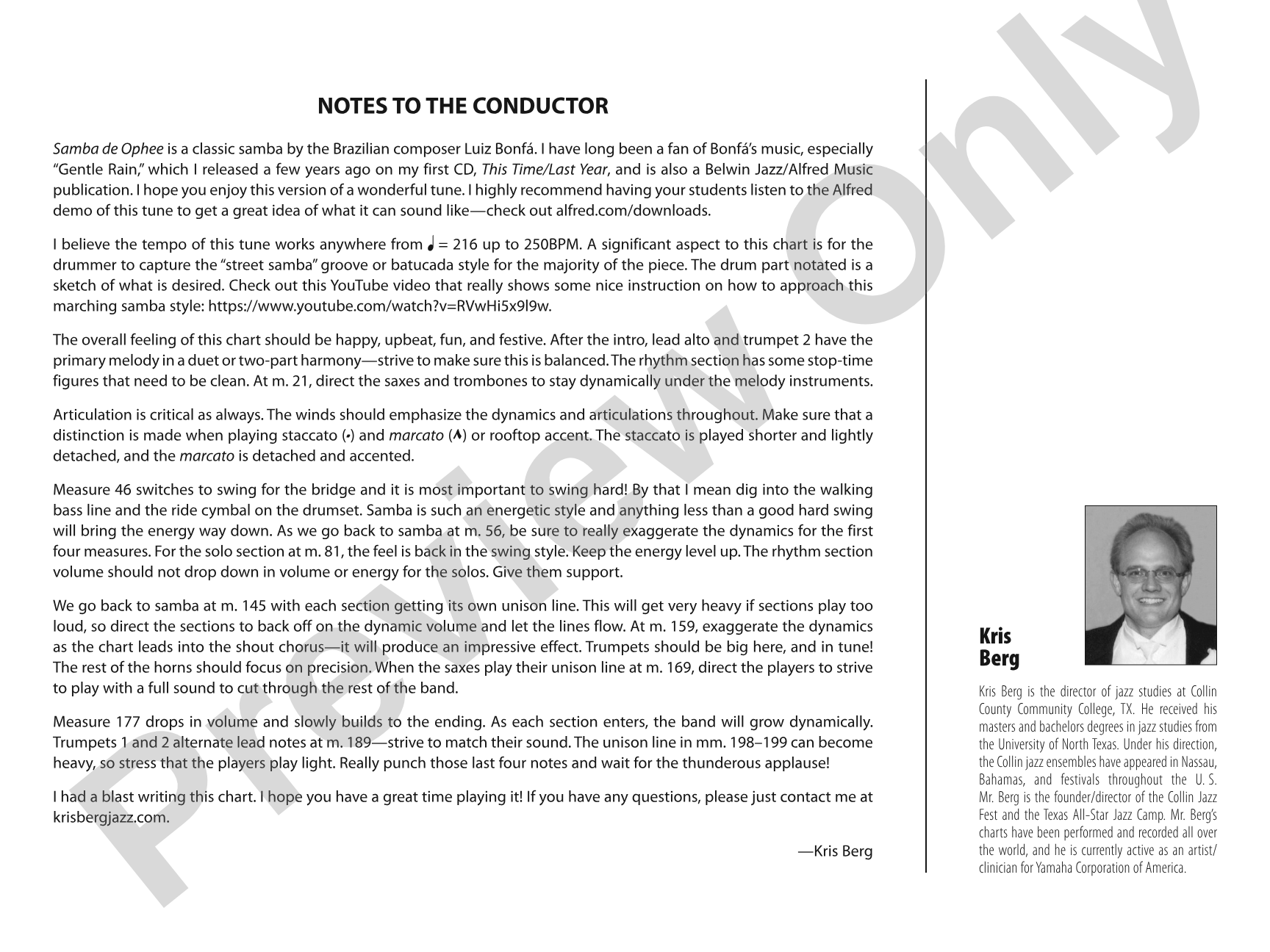 Samba de Orphee: Jazz Ensemble Conductor Score & Parts