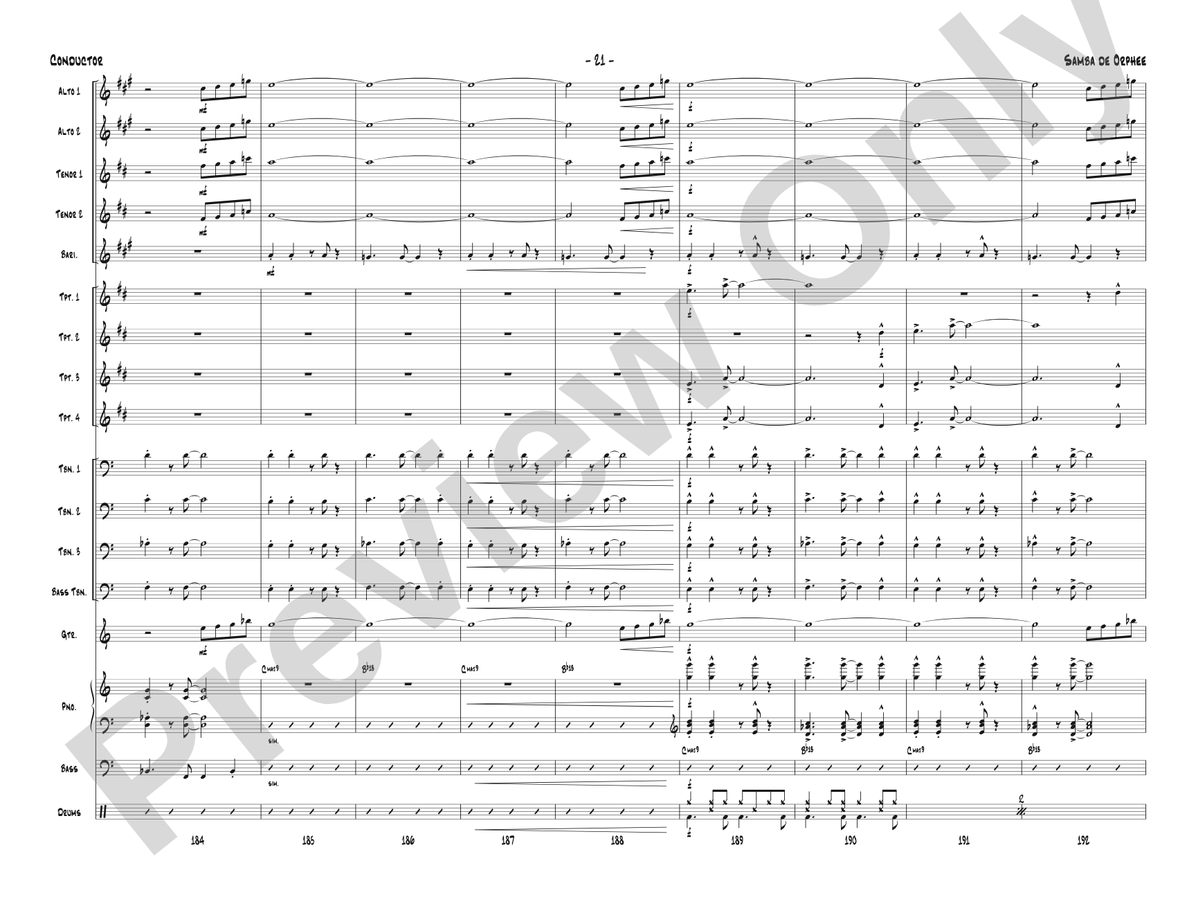 Samba de Orphee: Jazz Ensemble Conductor Score & Parts