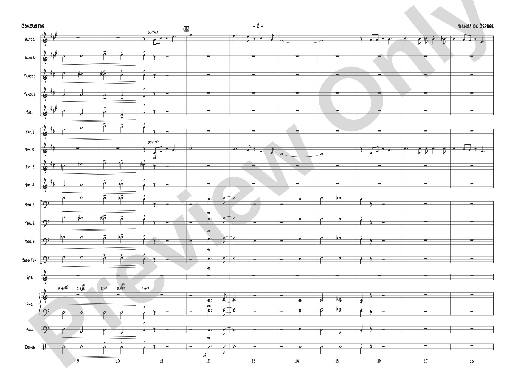 Samba de Orphee: Jazz Ensemble Conductor Score & Parts