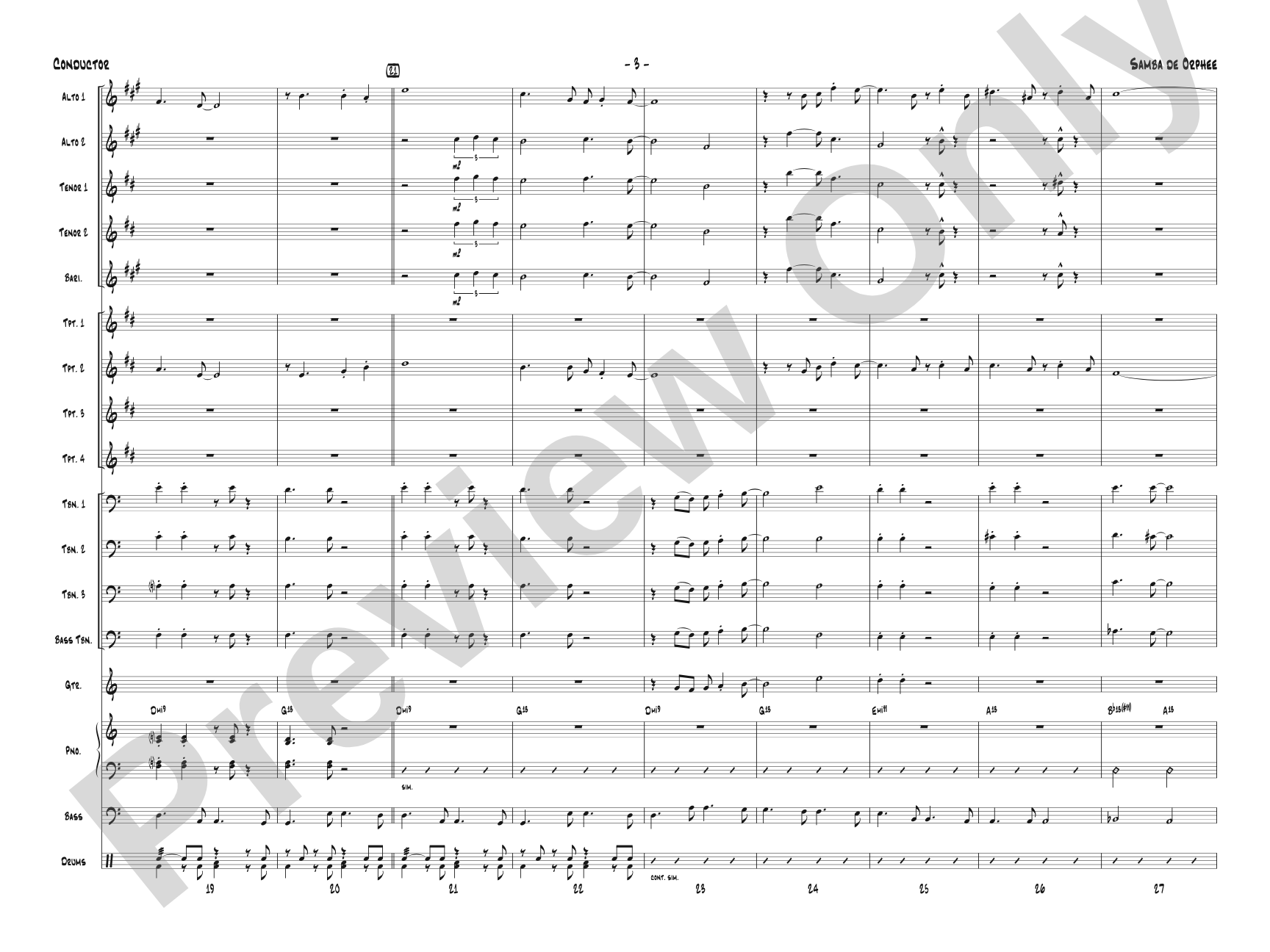 Samba de Orphee: Jazz Ensemble Conductor Score & Parts