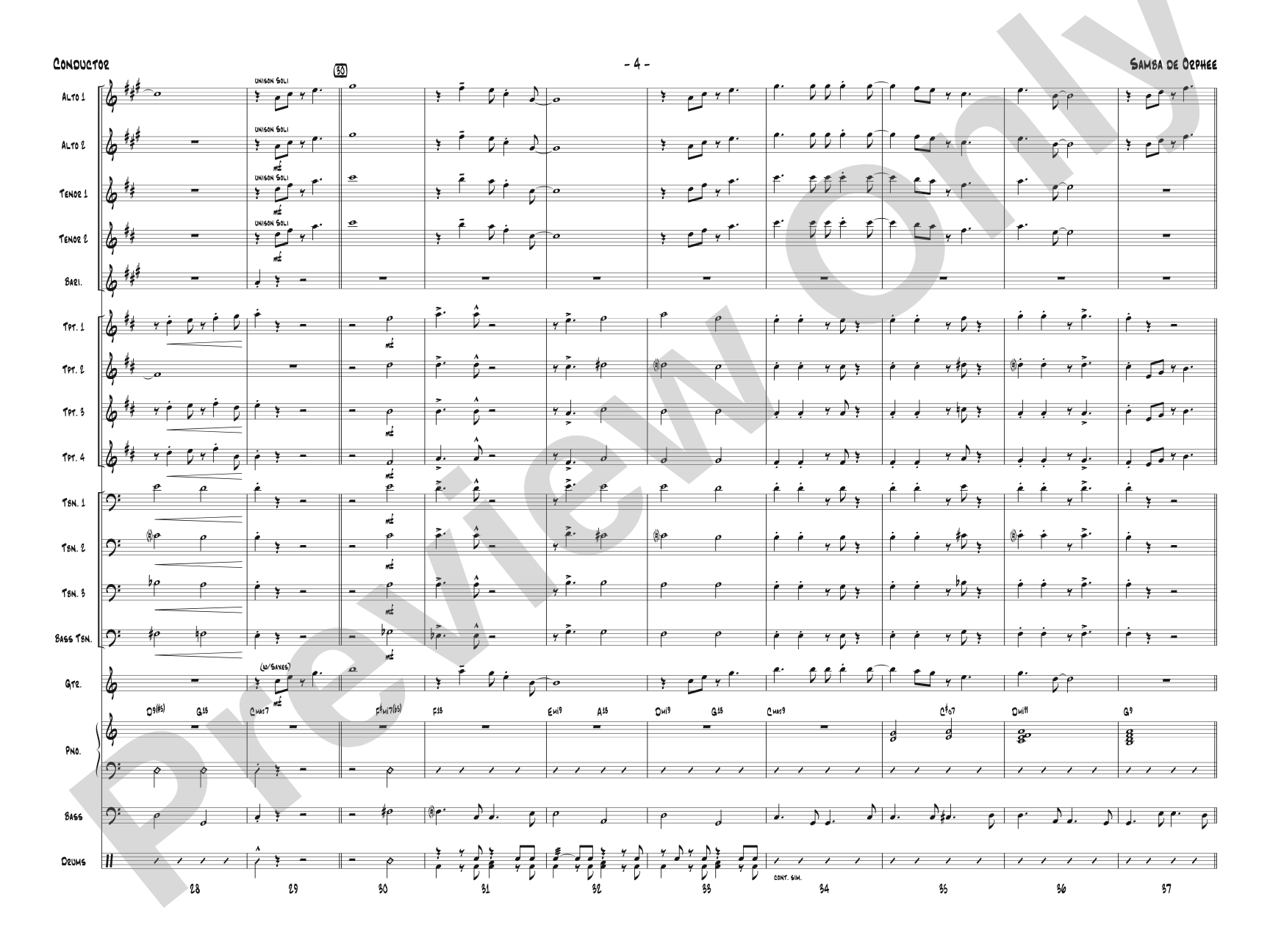Samba de Orphee: Jazz Ensemble Conductor Score & Parts