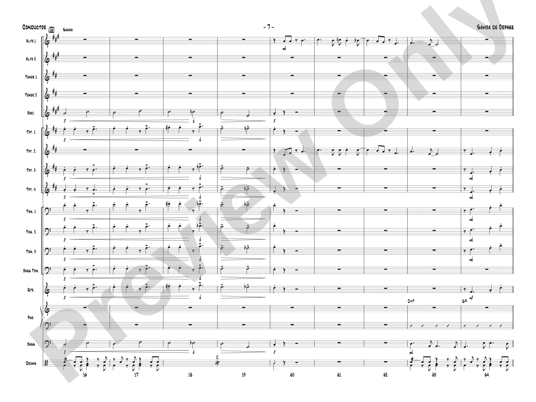 Samba de Orphee: Jazz Ensemble Conductor Score & Parts