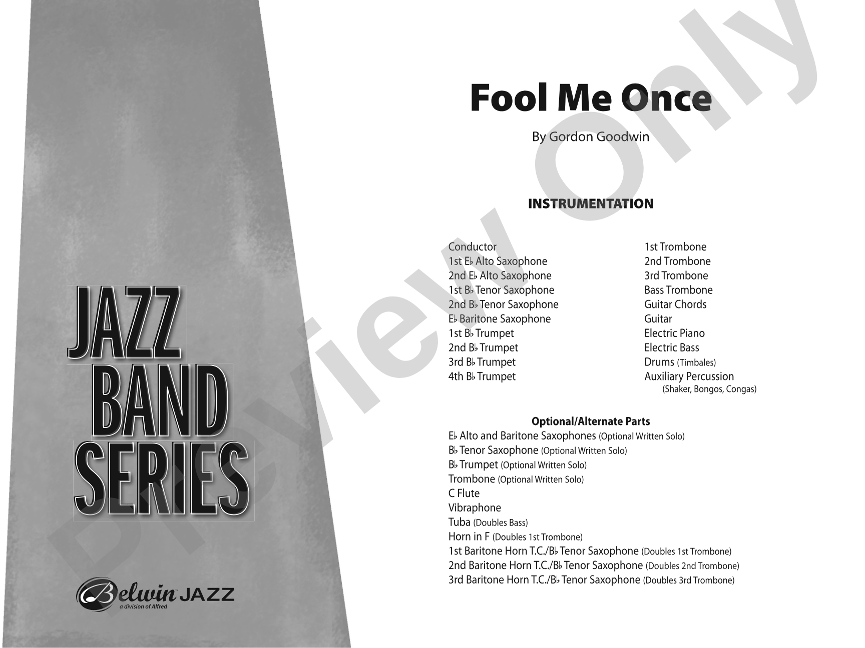 Fool Me Once: Jazz Ensemble Conductor Score & Parts