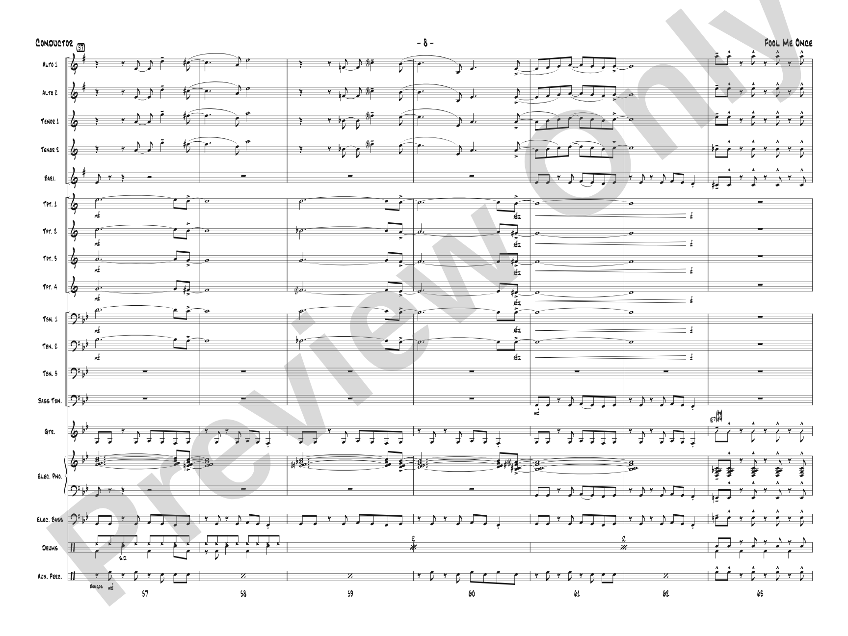 Fool Me Once: Jazz Ensemble Conductor Score & Parts