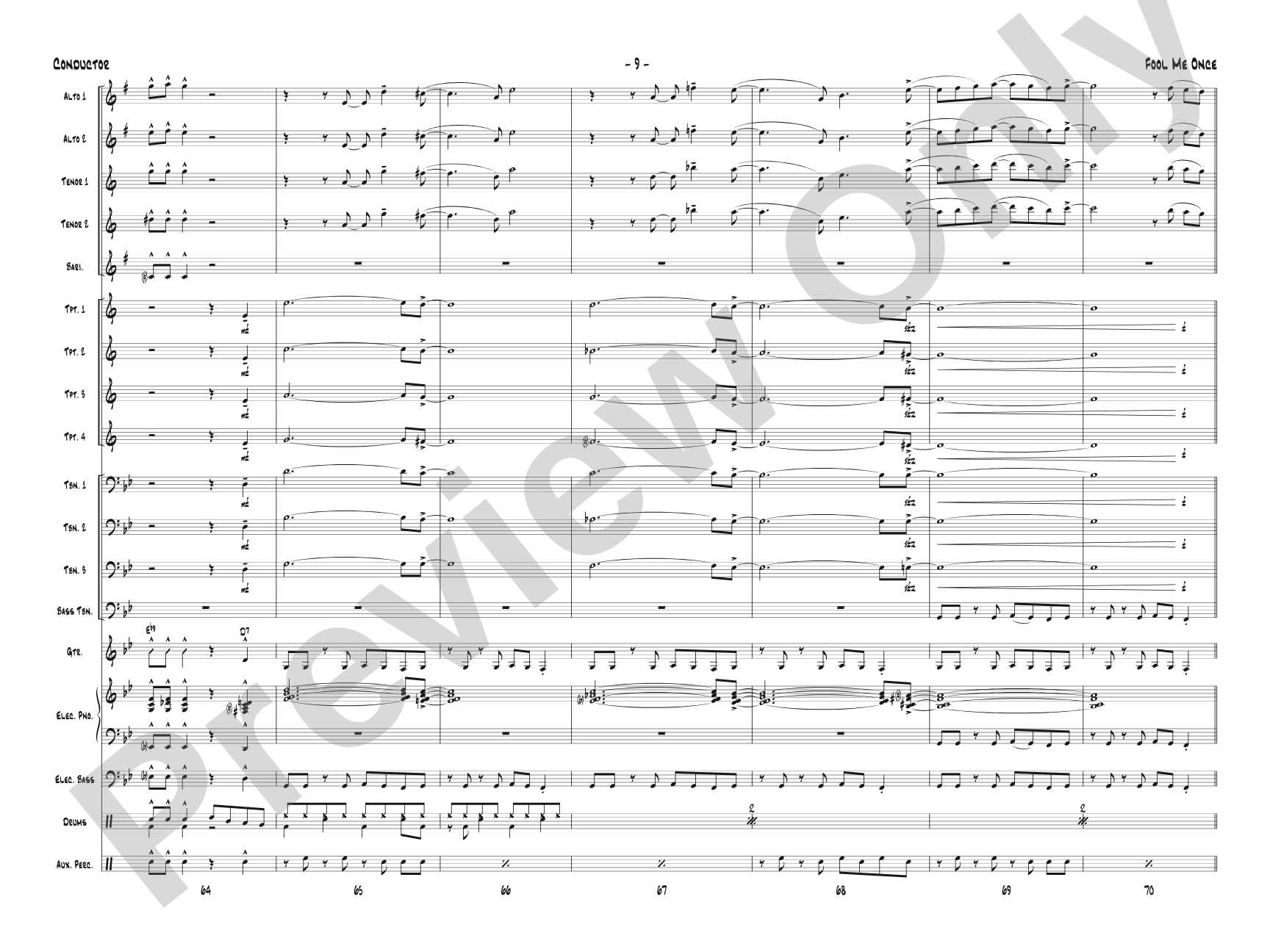 Fool Me Once: Jazz Ensemble Conductor Score & Parts