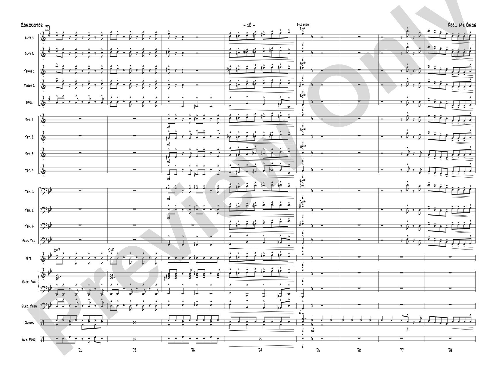Fool Me Once: Jazz Ensemble Conductor Score & Parts