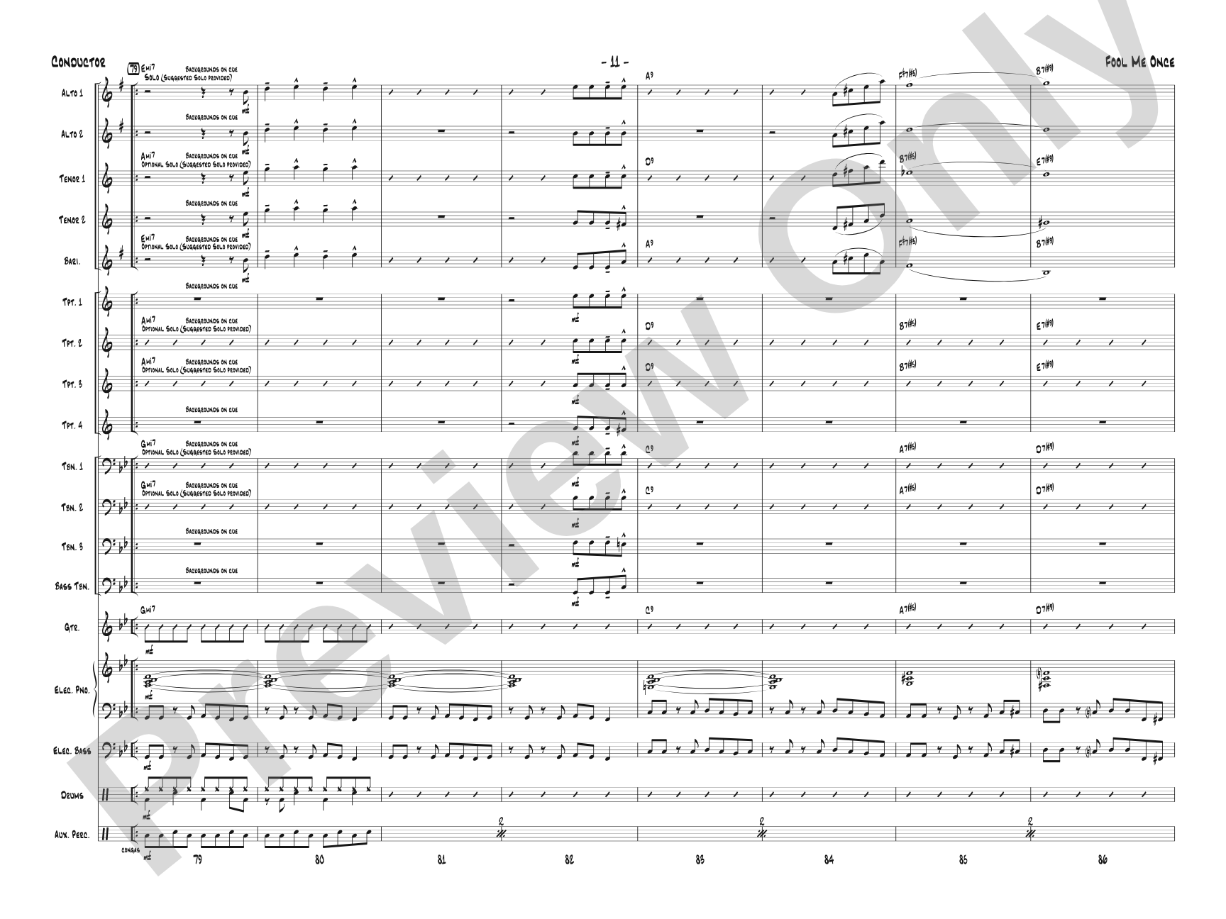 Fool Me Once: Jazz Ensemble Conductor Score & Parts