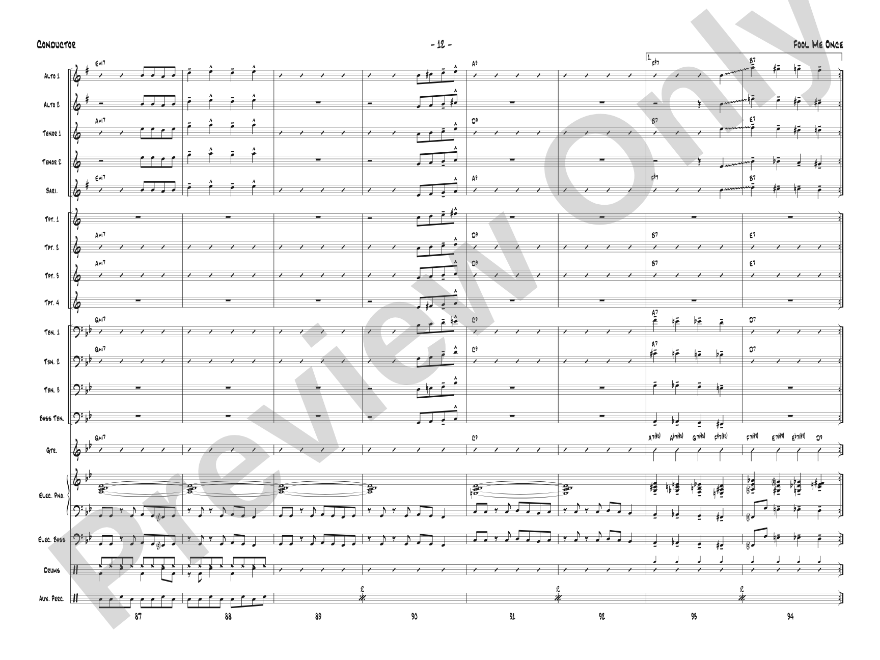 Fool Me Once: Jazz Ensemble Conductor Score & Parts