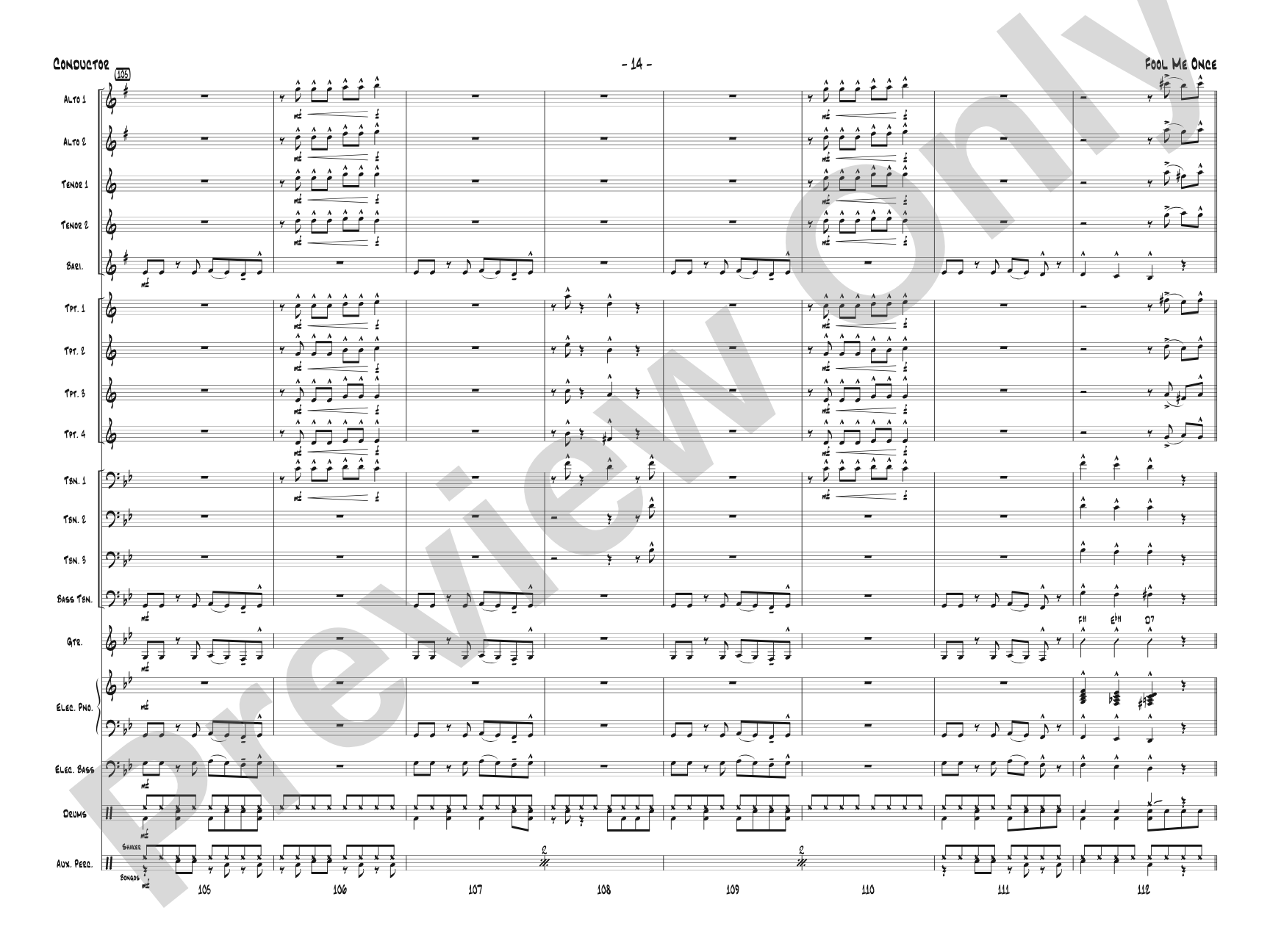 Fool Me Once: Jazz Ensemble Conductor Score & Parts