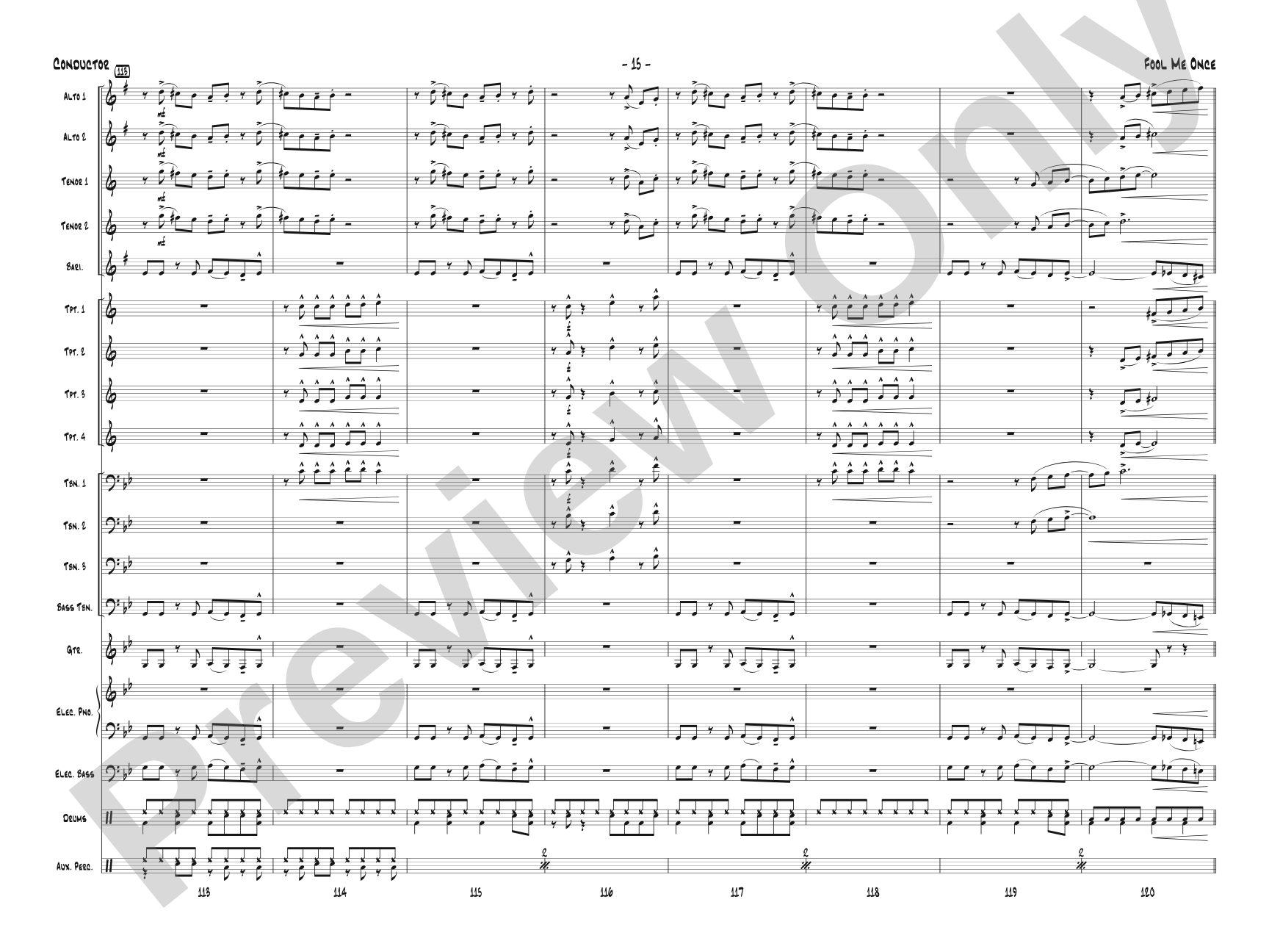 Fool Me Once: Jazz Ensemble Conductor Score & Parts