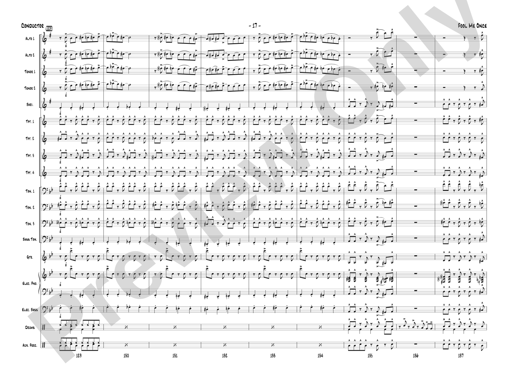 Fool Me Once: Jazz Ensemble Conductor Score & Parts