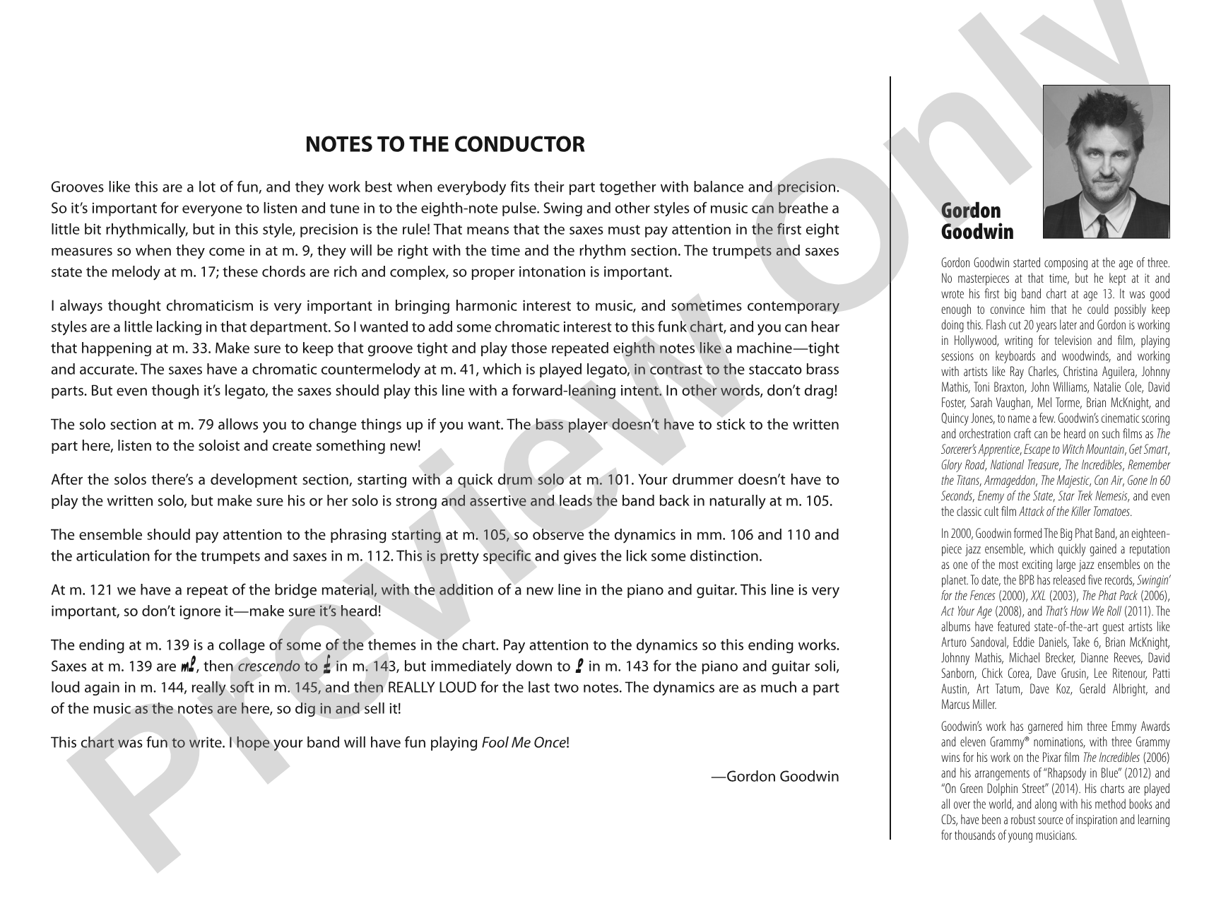 Fool Me Once: Jazz Ensemble Conductor Score & Parts