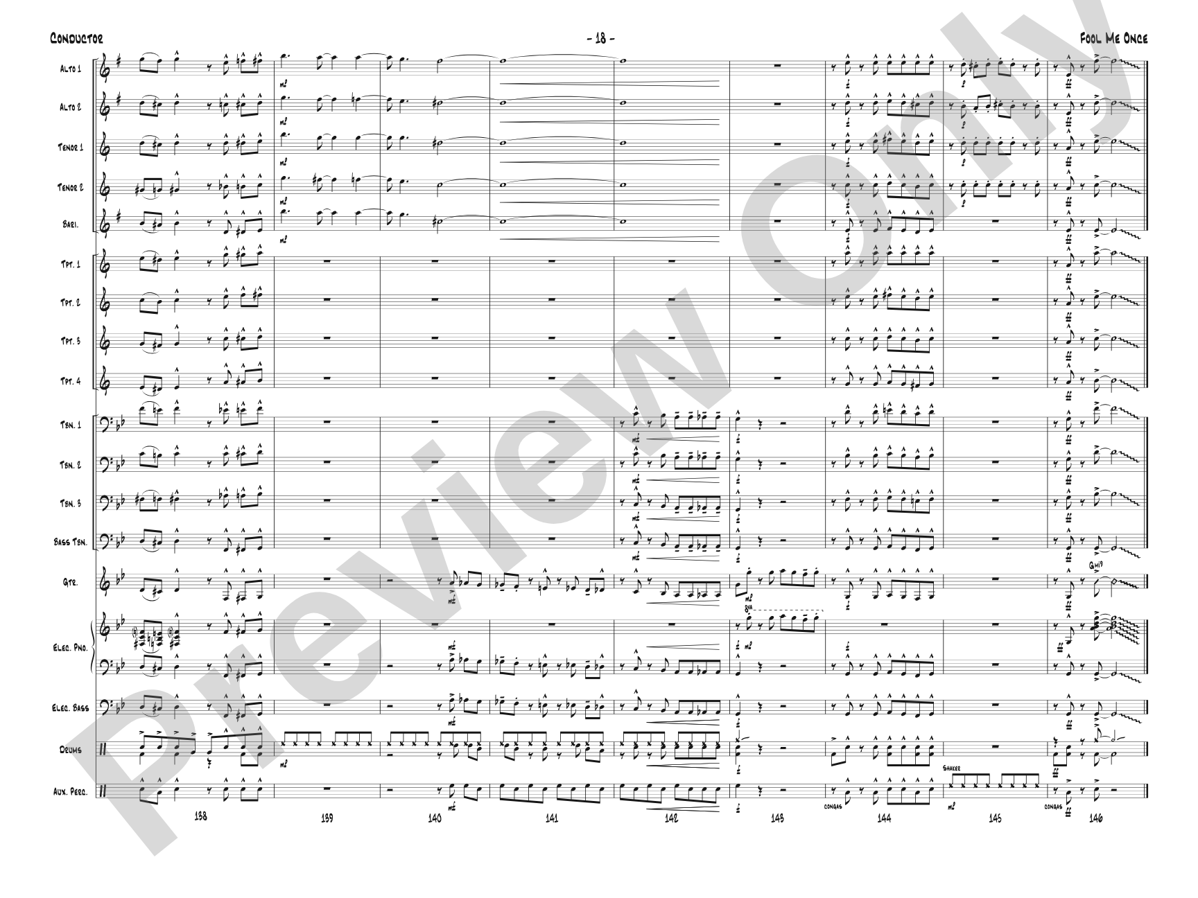 Fool Me Once: Jazz Ensemble Conductor Score & Parts