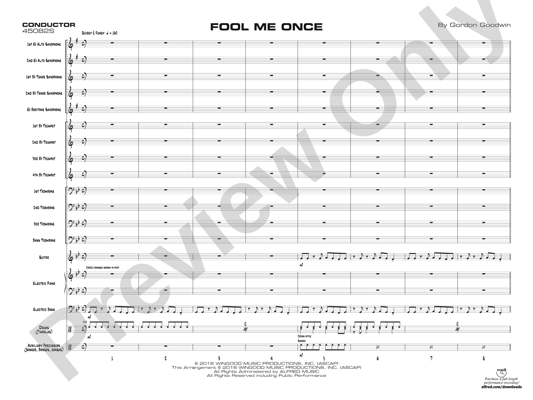 Fool Me Once: Jazz Ensemble Conductor Score & Parts