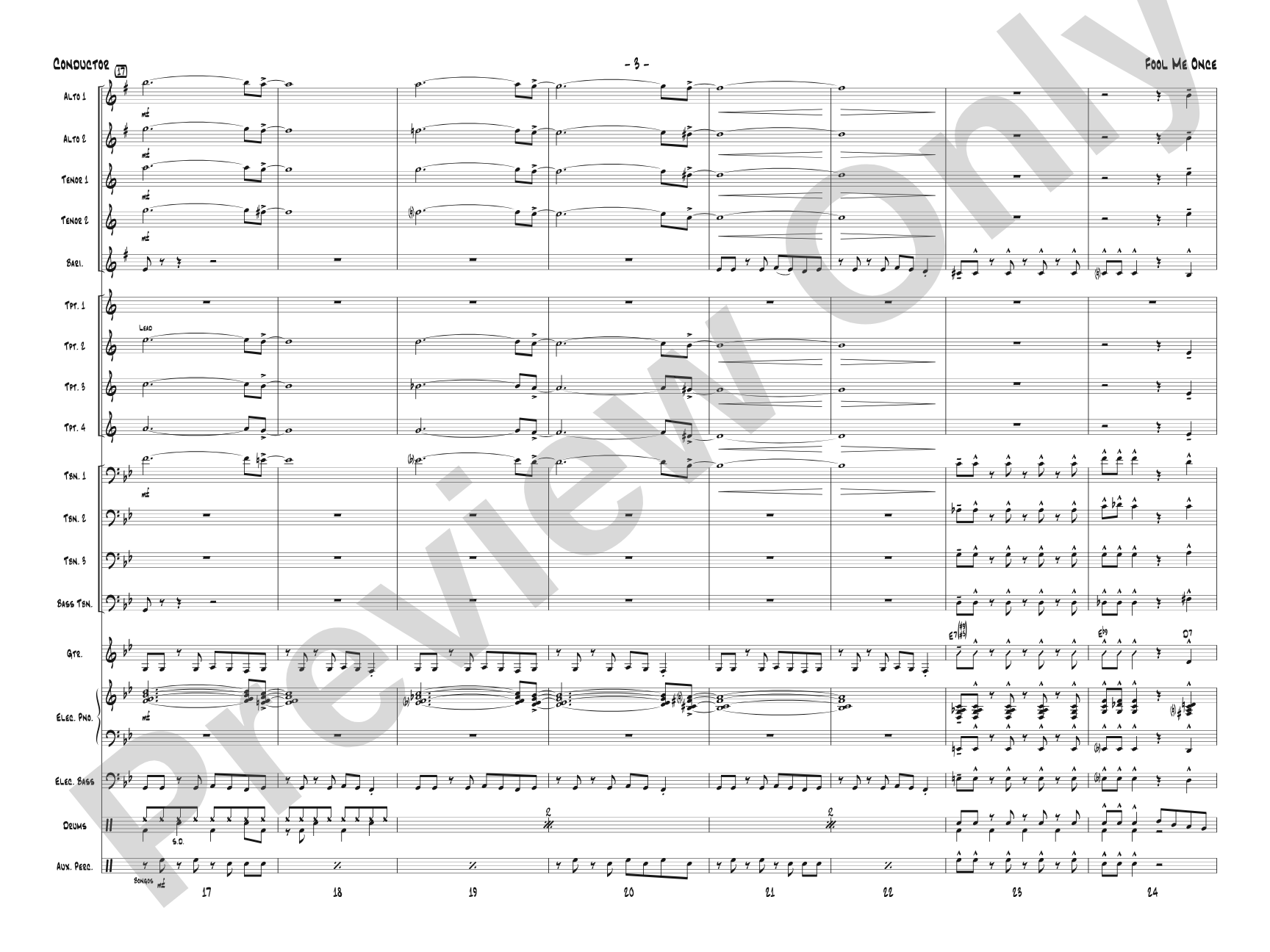 Fool Me Once: Jazz Ensemble Conductor Score & Parts